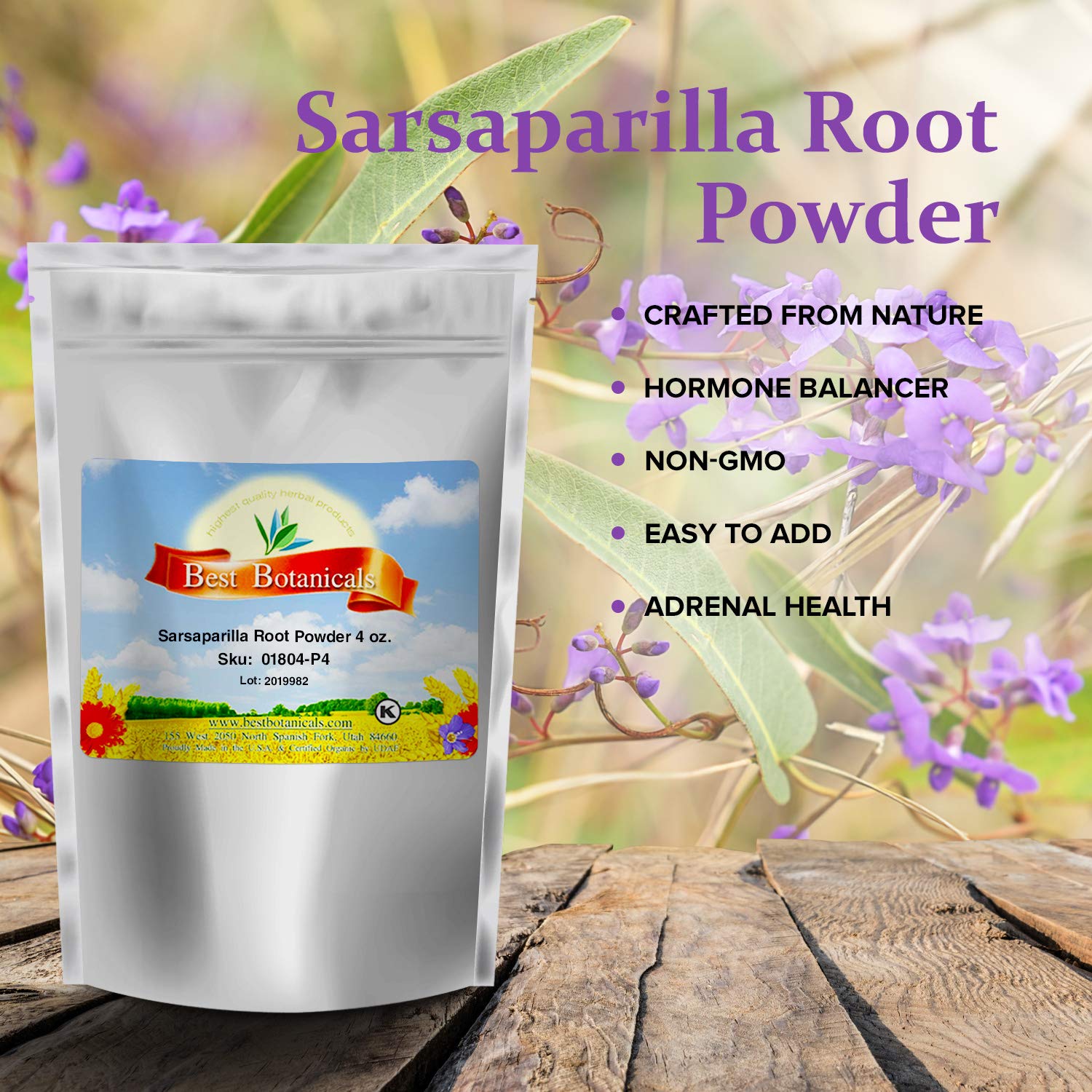 Best Botanicals Organic Sarsaparilla Root Powder - 4 oz (113g) | Herbal Supplement for Detox & Immune Support | Perfect for Smoothies, Teas & Natural Remedies