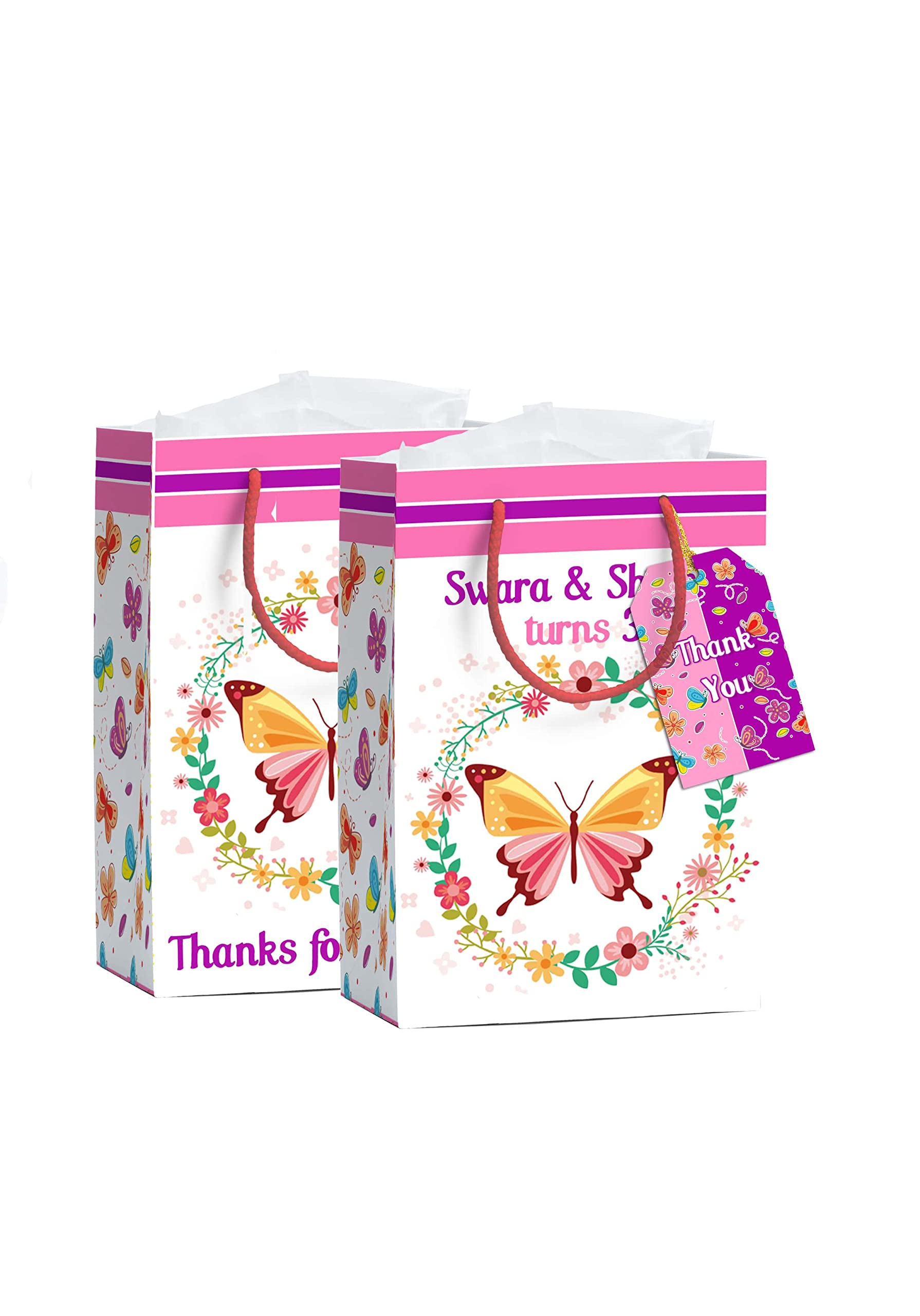 4 in 1 Butterfly Theme Gift Set for Girls - Birthday Party Favors, Return Gifts, Kids Goodie Bags | Cute Butterfly Design Party Supplies for Baby Showers, Easter, Tea Parties & School Events