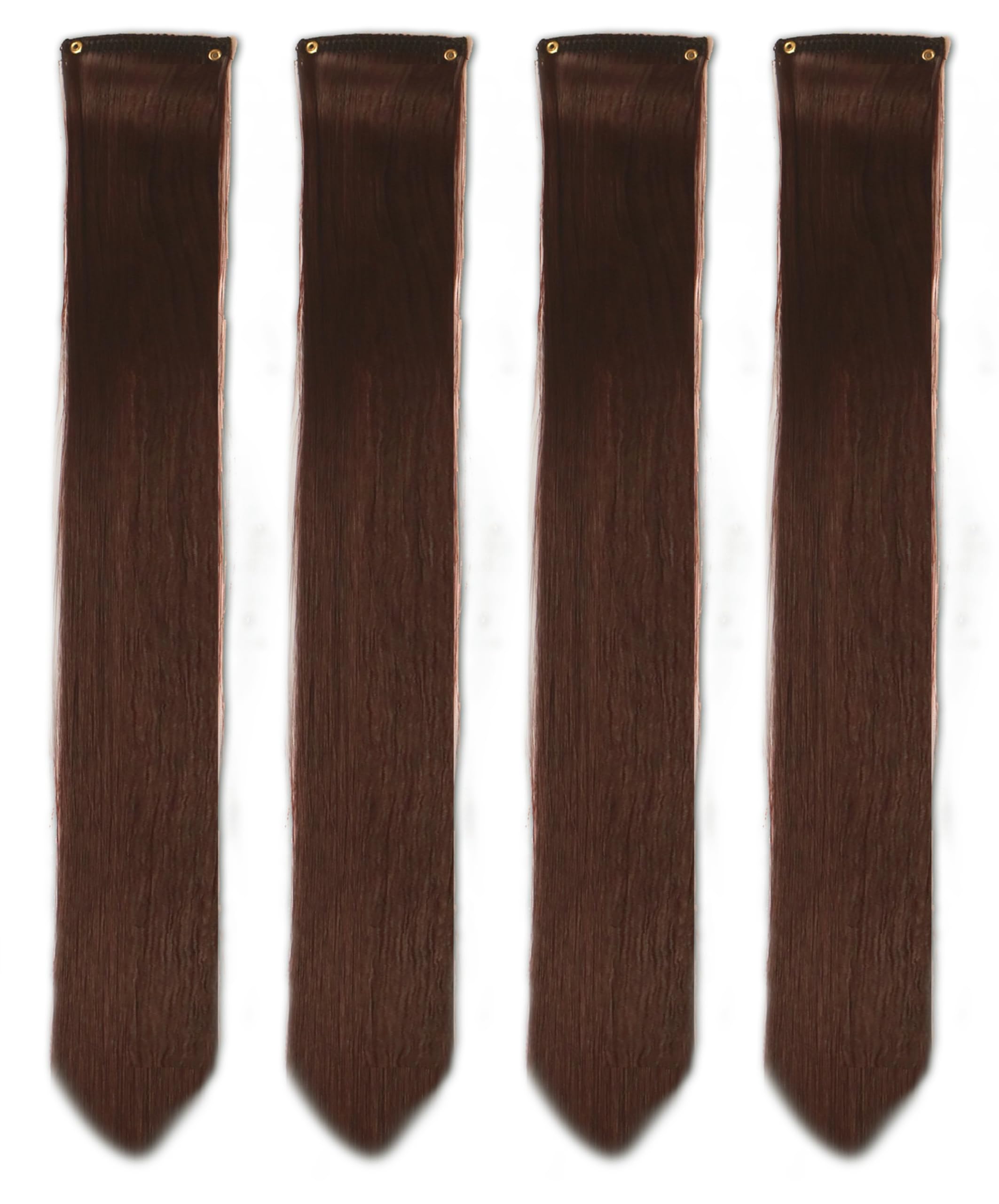 Burgundy Clip-in Hair Extensions for Women - 4-Piece Synthetic Straight Hair Highlights Set for Length & Volume | Perfect for Parties, Cosplay & Daily Styling