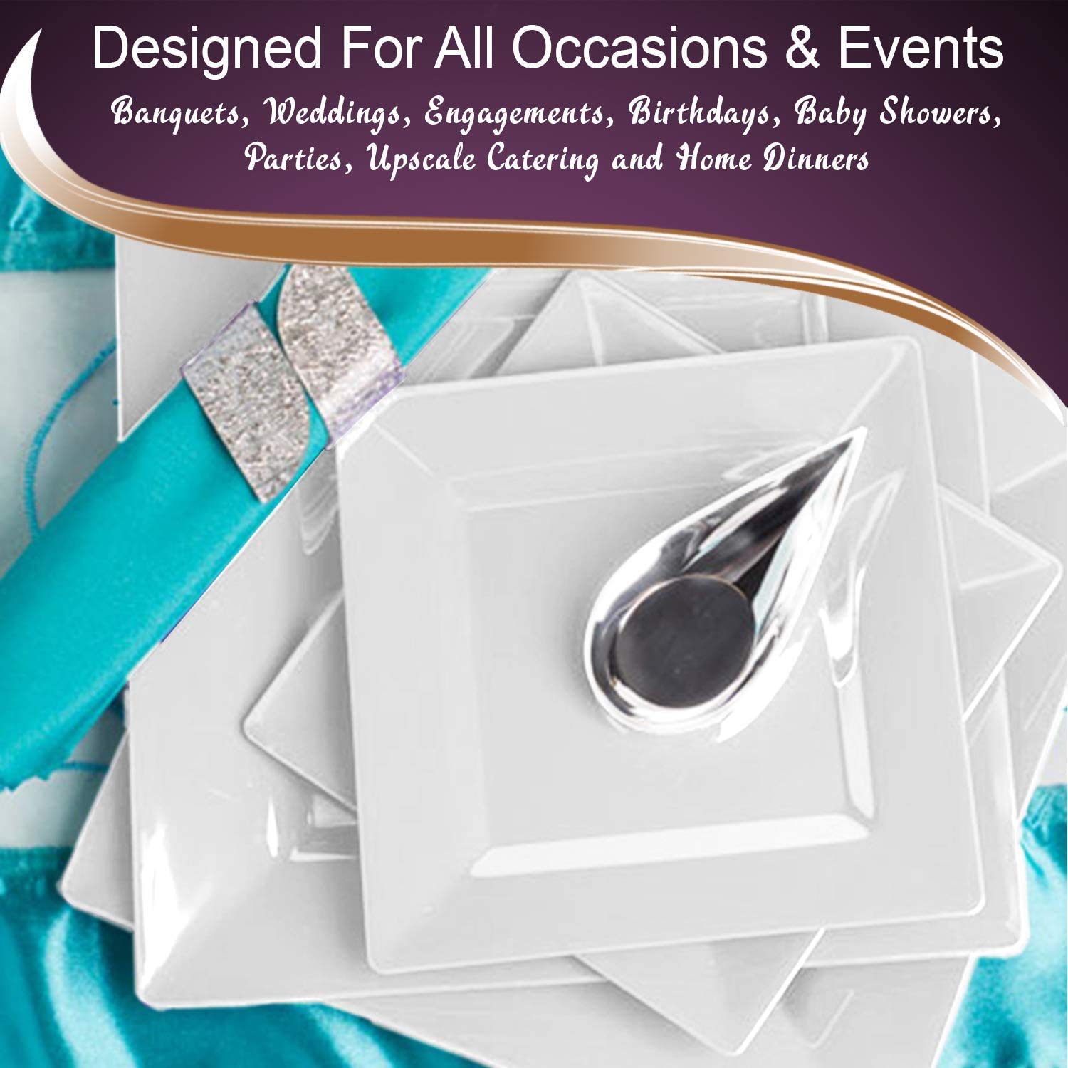 Smarty Had A Party 960 Heavy-Duty Disposable White Plastic Square Pastry Plates 4.5 Inch - Bulk Party Supplies for Weddings, Birthdays & Events - Perfect for Desserts, Appetizers & Catering
