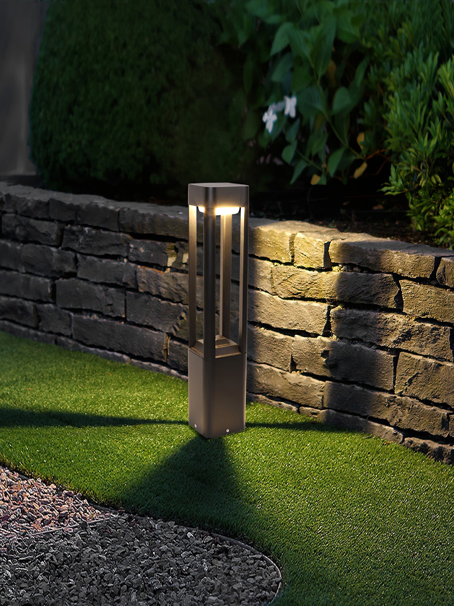 Modern Rectangular LED Garden Light - Outdoor Landscape Lighting for Pathways, Patios, and Gardens - Weatherproof Solar Powered Column Light for Home & Yard Decor