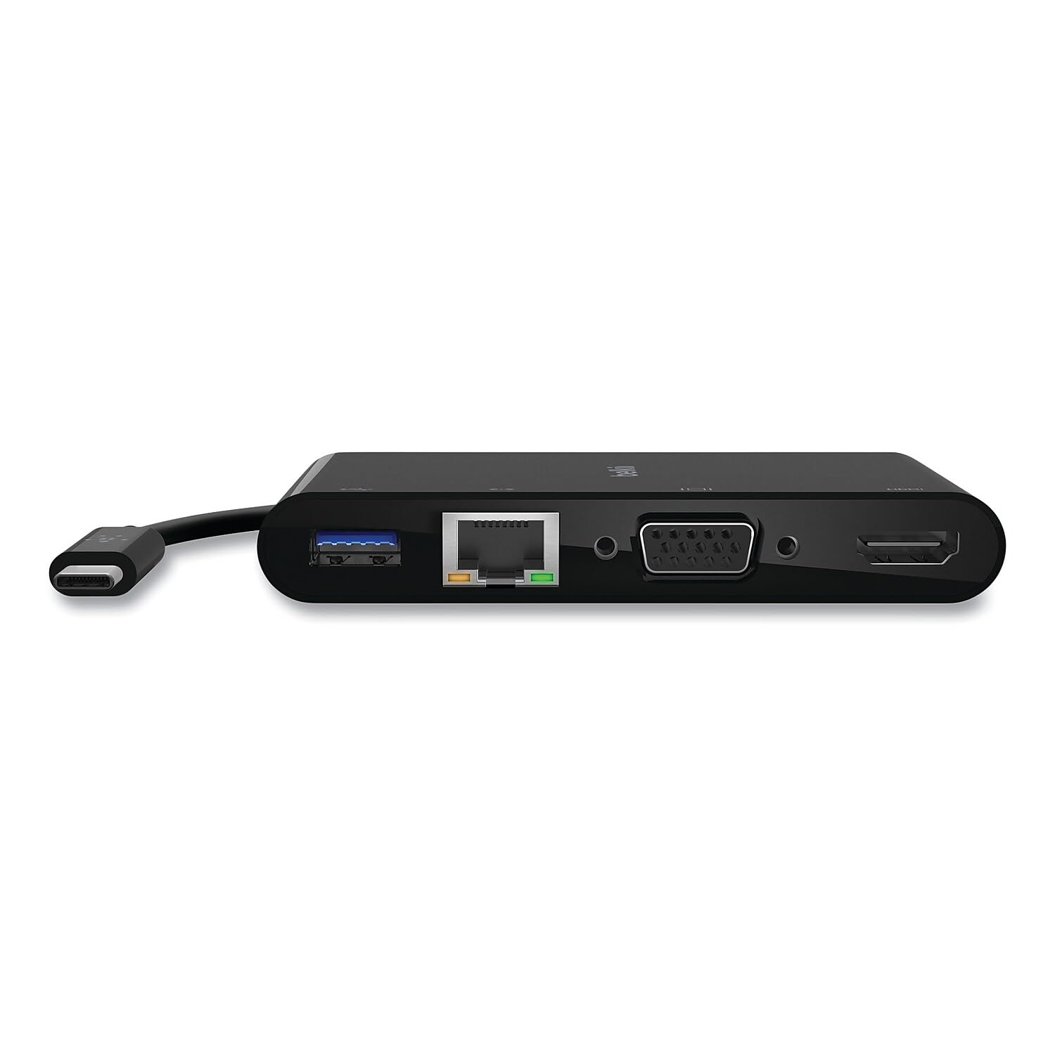 Belkin USB-C Multimedia Adapter with HDMI, Ethernet, USB-A, USB-C & VGA Ports - 4.33 Inch Compact Hub for Laptops & Tablets - Black - Perfect for Home Office, Business Travel & Presentations