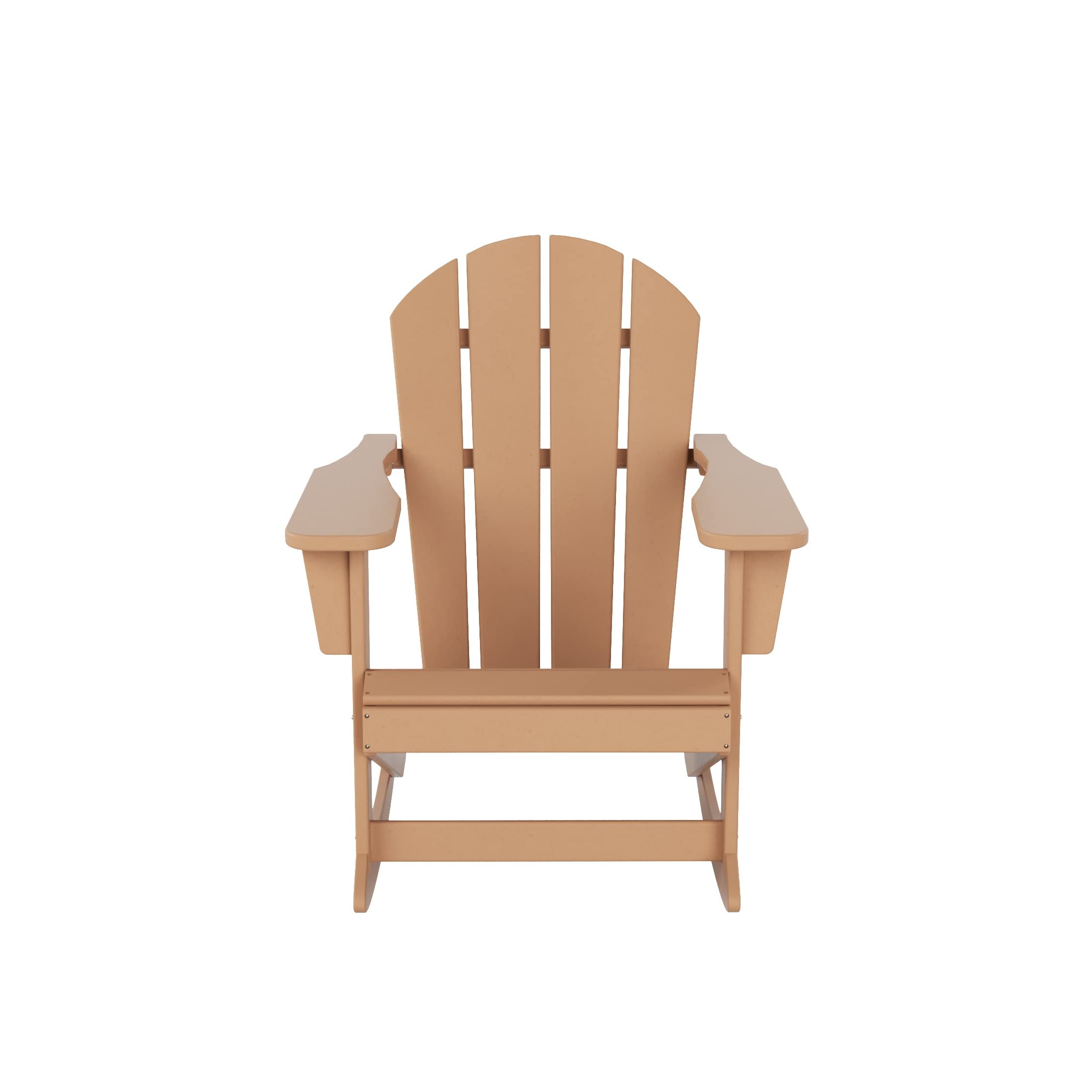 Premium HDPE Outdoor Rocking Chair - UV & Weather Resistant Patio Furniture for Garden, Deck, Poolside & Porch Relaxation (Teak Color)