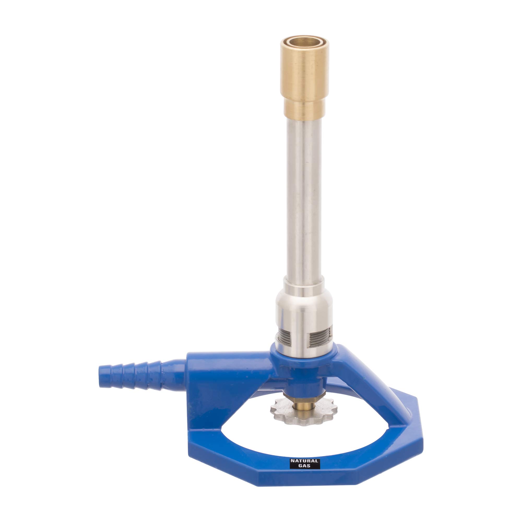 Eisco Labs Natural Gas Bunsen Burner (Tirrill) with Adjustable Gas & Air Flow Control - Blue Flame Lab Burner for Chemistry Experiments & Science Classrooms