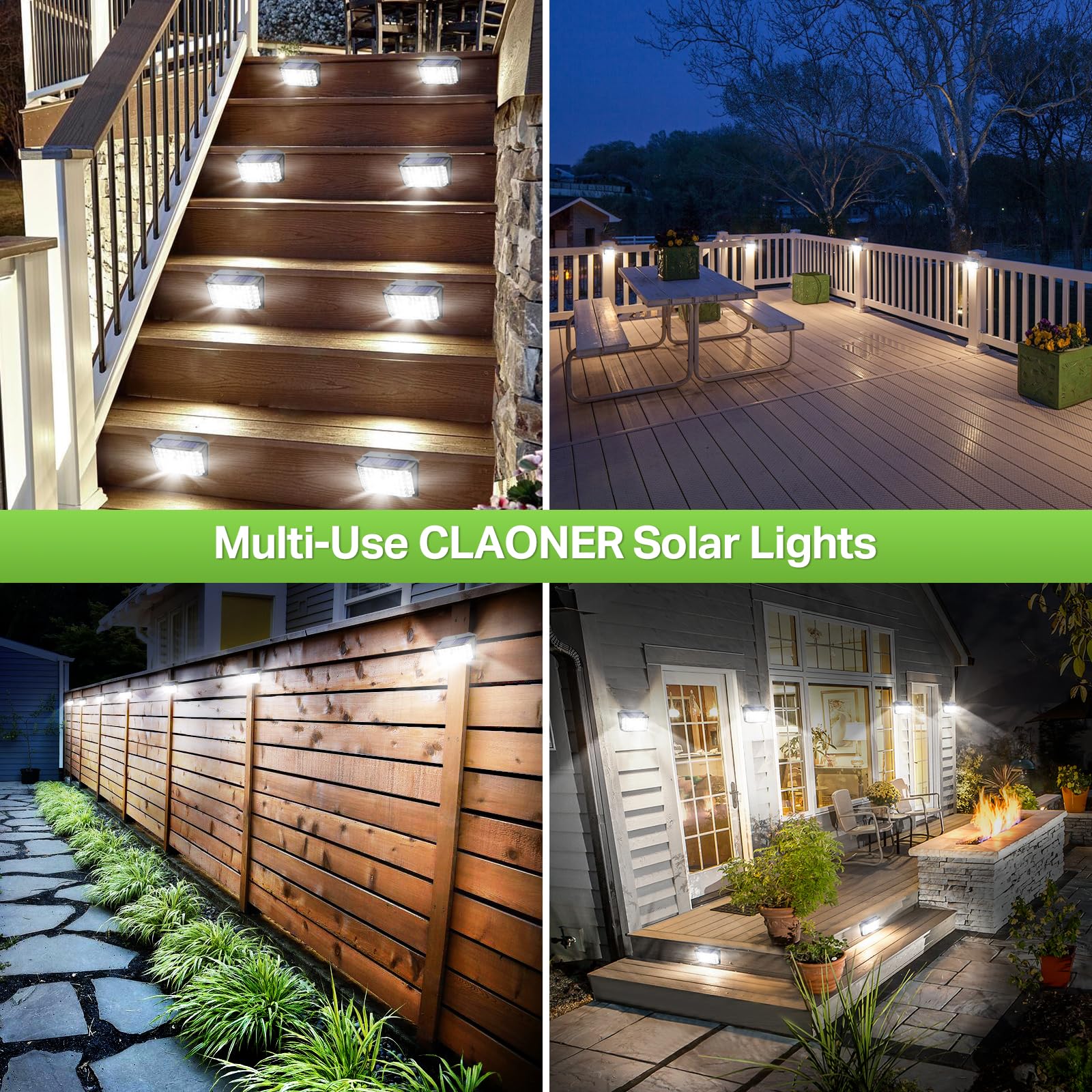 CLAONER Solar Lights Outdoor Waterproof - Solar Motion Sensor Lights for Outside with 3 Modes & 270° Wide Angle - Wireless Solar Powered Security Lights for Deck, Fence, Garden, Pathway - Ideal for Home Security & Nighttime Illumination