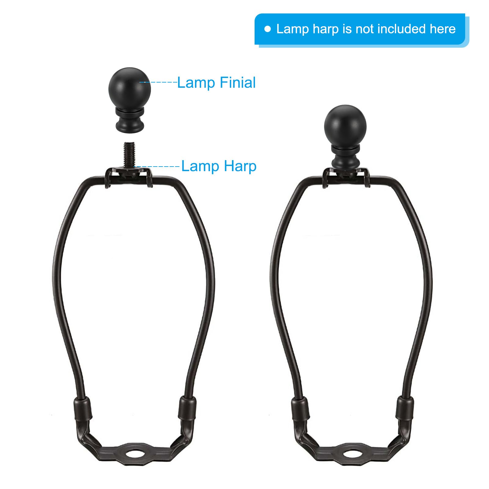 PATIKIL 1.5 Inch Tall Black Aluminum Lamp Finials - 2 Pack Lamp Shade Screw Holder with 1/4-27 Thread - Decorative Finial Caps for Table Lamps & Floor Lamps - Perfect for Living Room, Bedroom, and Office Lighting Decor