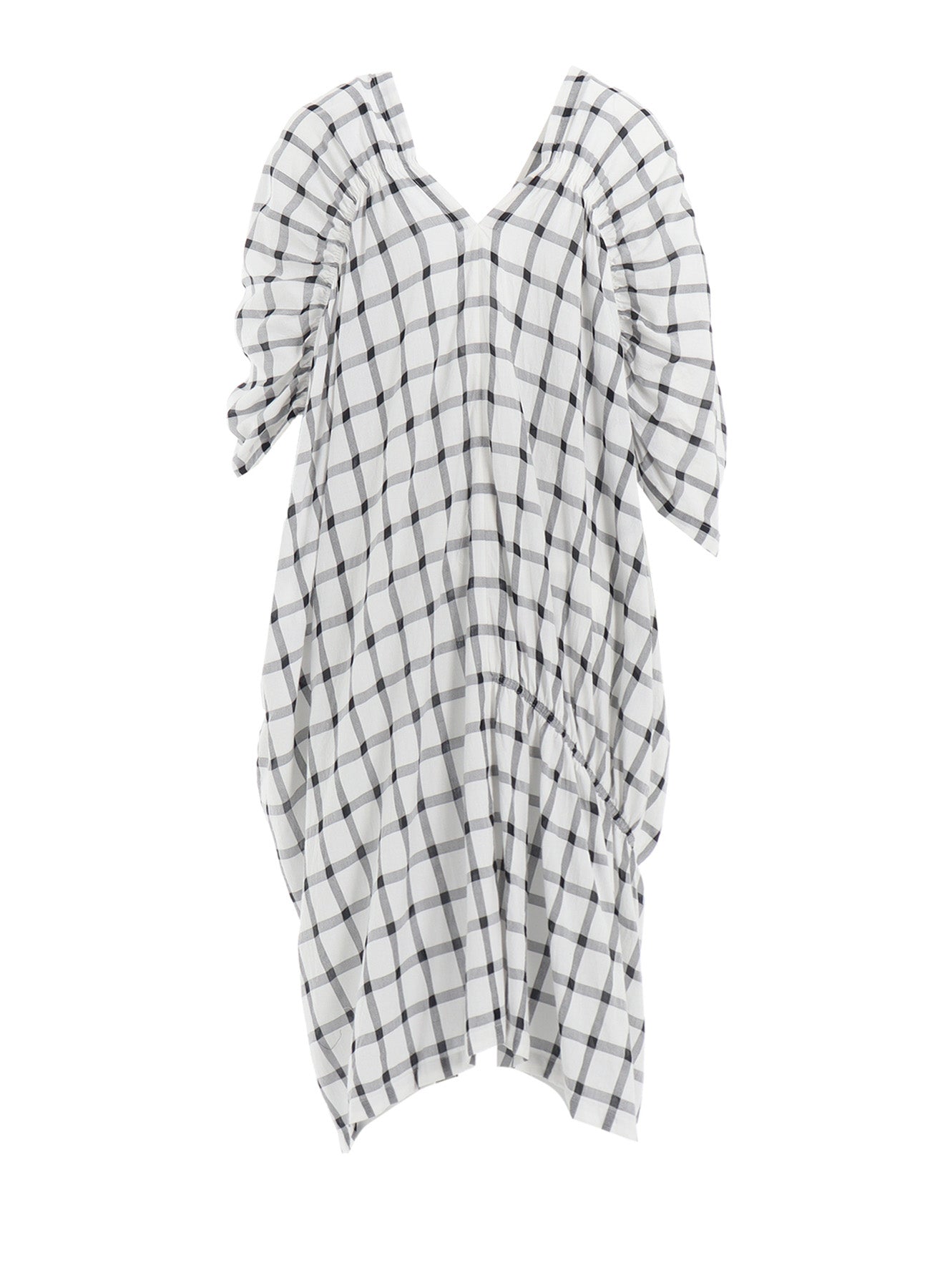 Stylish Cotton Cupro Plaid Gathered Dress for Women | Comfortable & Elegant Casual Wear | Perfect for Office, Parties & Date Nights