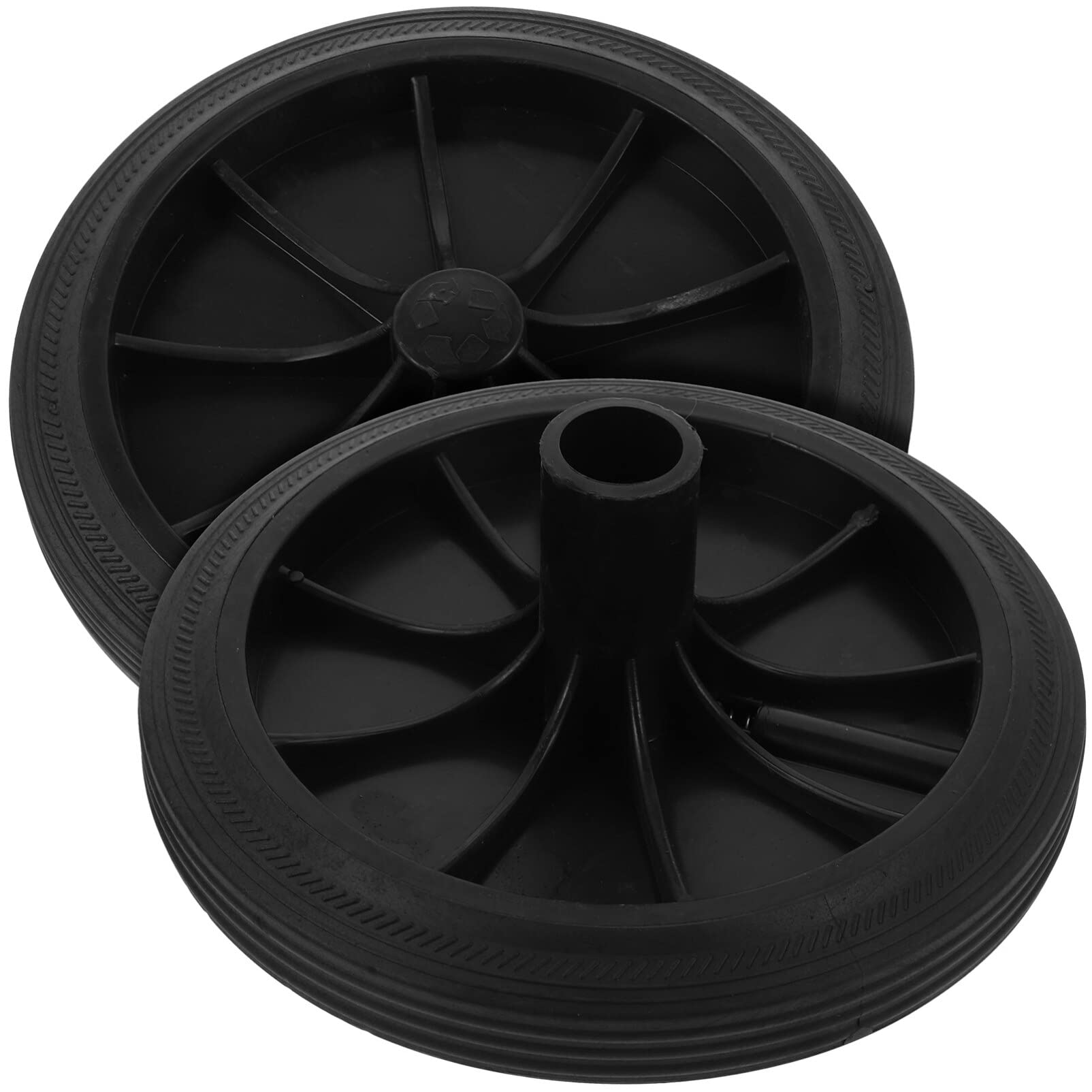 Cabilock 2-Pack Trash Can Replacement Wheels - Heavy Duty Rubber Garbage Bin Wheels, Wastebasket Pulley Accessories (Black) - Perfect for Outdoor/Indoor Trash Cans, Dumpsters & Recycling Bins