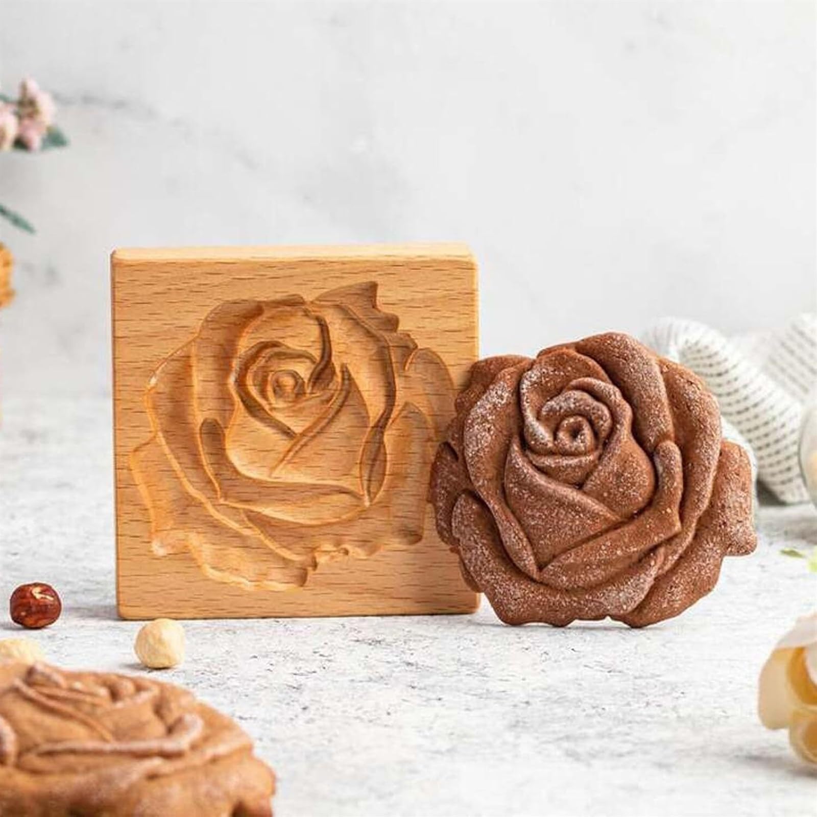 Rose-Shaped Tostonera - Wooden Plantain Press for Perfect Tostones | Rose Tostones Press & Cookie Mold | Ideal for Latin Cooking, Baking Cookies & Kitchen Decor