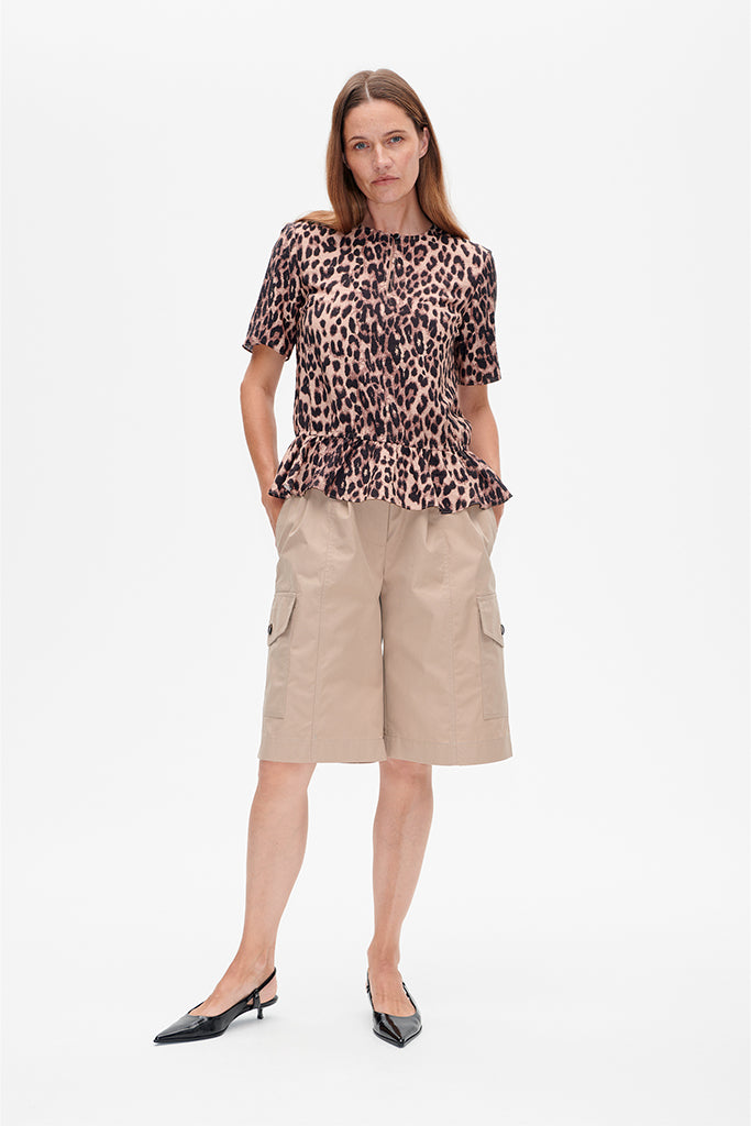 Baum & Pferdgarten Marly Blouse - Brown Leopard Print Women's Top | Casual & Office Wear | Perfect for Work, Dates & Special Occasions