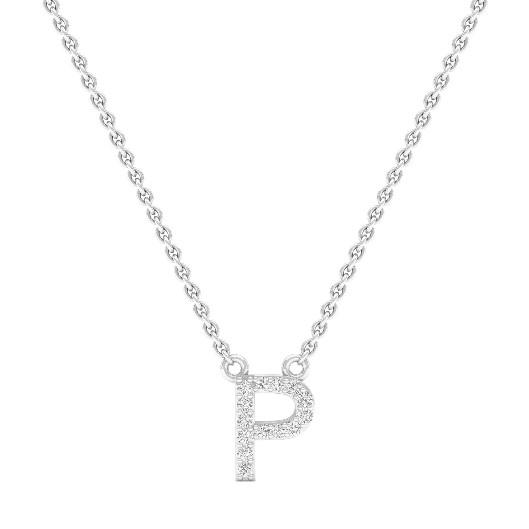 Dazzlingrock 14K White Gold Round Diamond Initial Pendant Necklace for Women - 0.12cttw White Diamond Letter A-Z Charm with 18