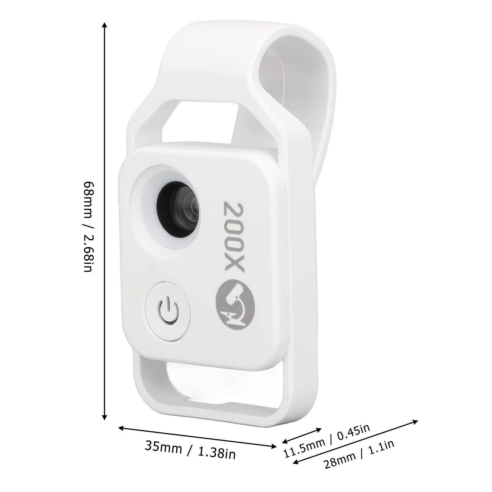 200X Phone Microscope with CPL & LED Light - Mini Pocket Microscope Clip for iPhone Android - Perfect for Jewelry, Coins, Stamps & Science Exploration (White)