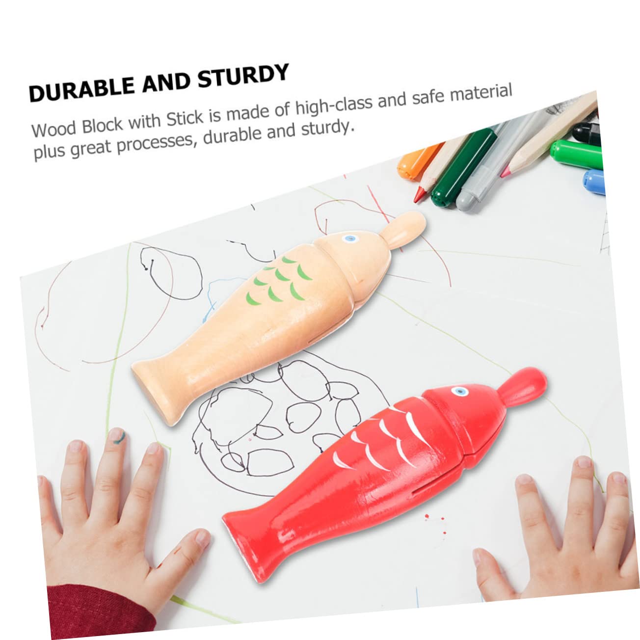 Hohopeti Small Wooden Fish Musical Toy Set for Toddlers - Kids Musical Instrument with Lights - Perfect for Early Learning, Sensory Play & Birthday Gifts