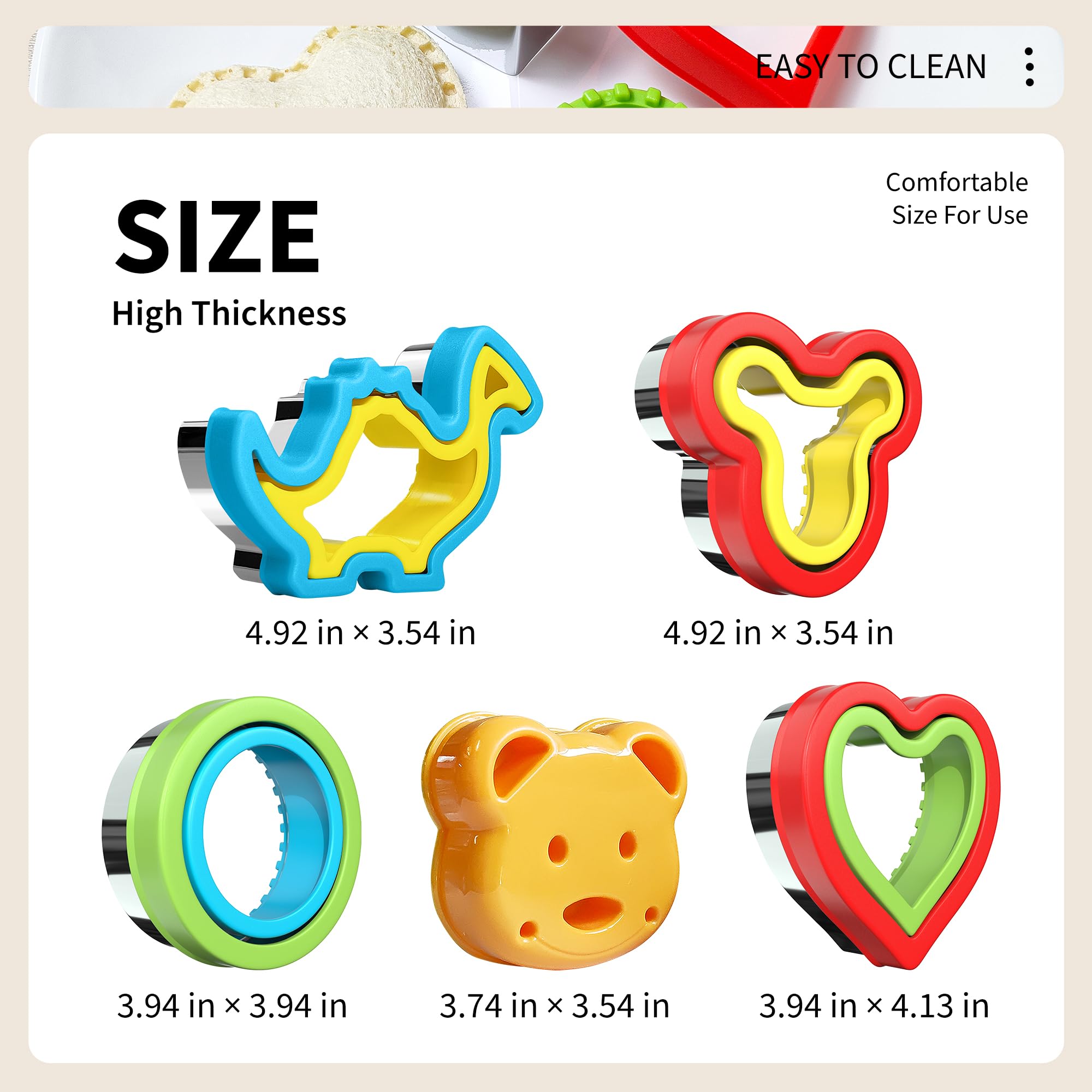 5-Piece Sandwich Cutter and Sealer Set - Uncrustable Maker for Kids Lunchbox, Bento Box & Snacks - Fun Cookie Cutters for Boys and Girls - Perfect for School Lunches, Picnics & Parties