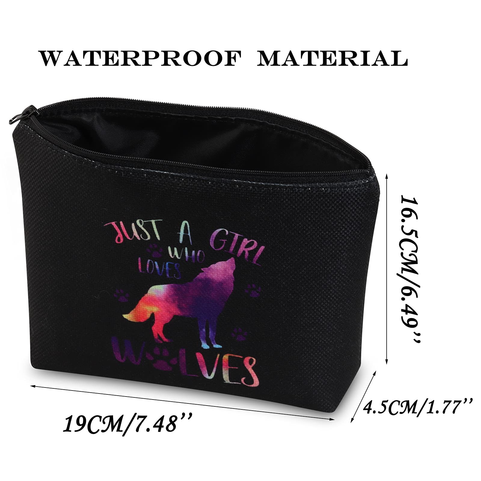 Howling Wolf Makeup Bag - Wolf Lover Gift, Cosmetic Zipper Pouch, Travel Toiletry Bag for Women - Perfect for Travel, Gym & Daily Essentials (Black Wolf Design)