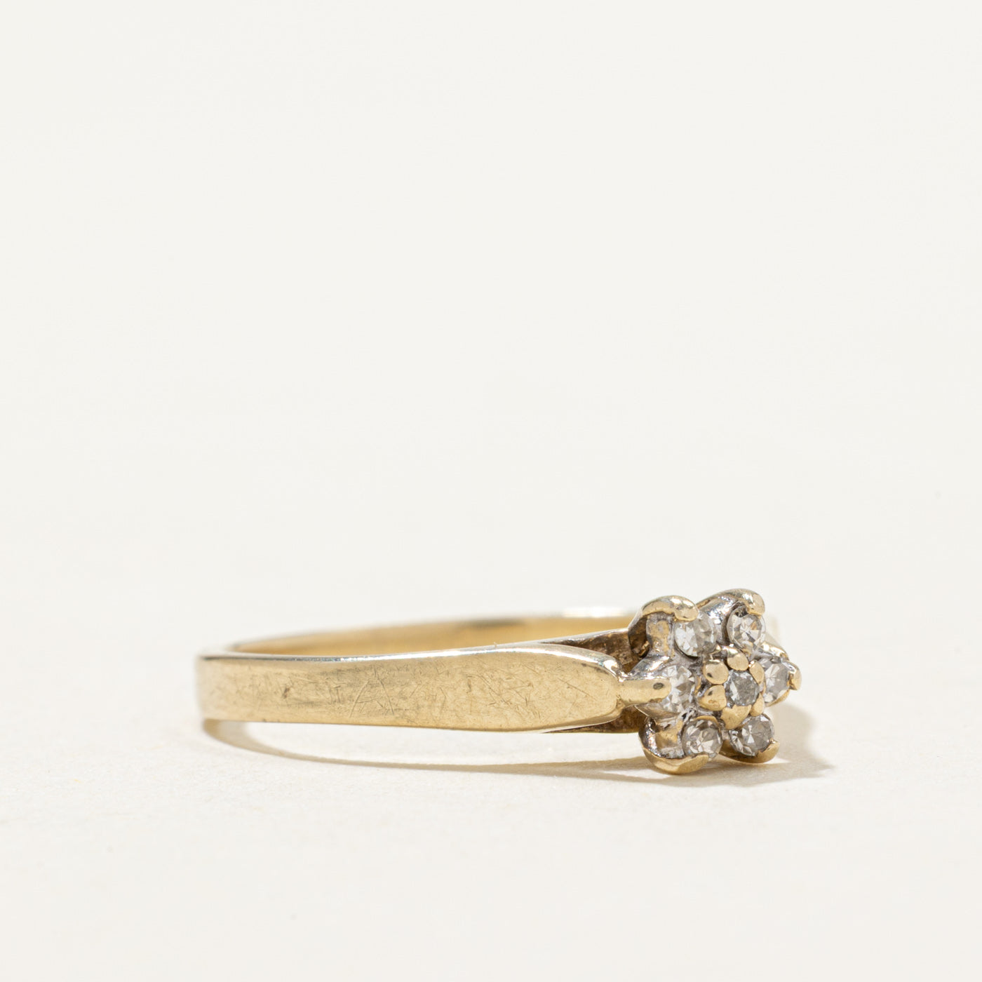 10K White Gold Diamond Petal Petite Ring - 0.04ctw Natural Diamond Wedding Band, Size 5.25 - Perfect for Engagement, Anniversary & Everyday Wear