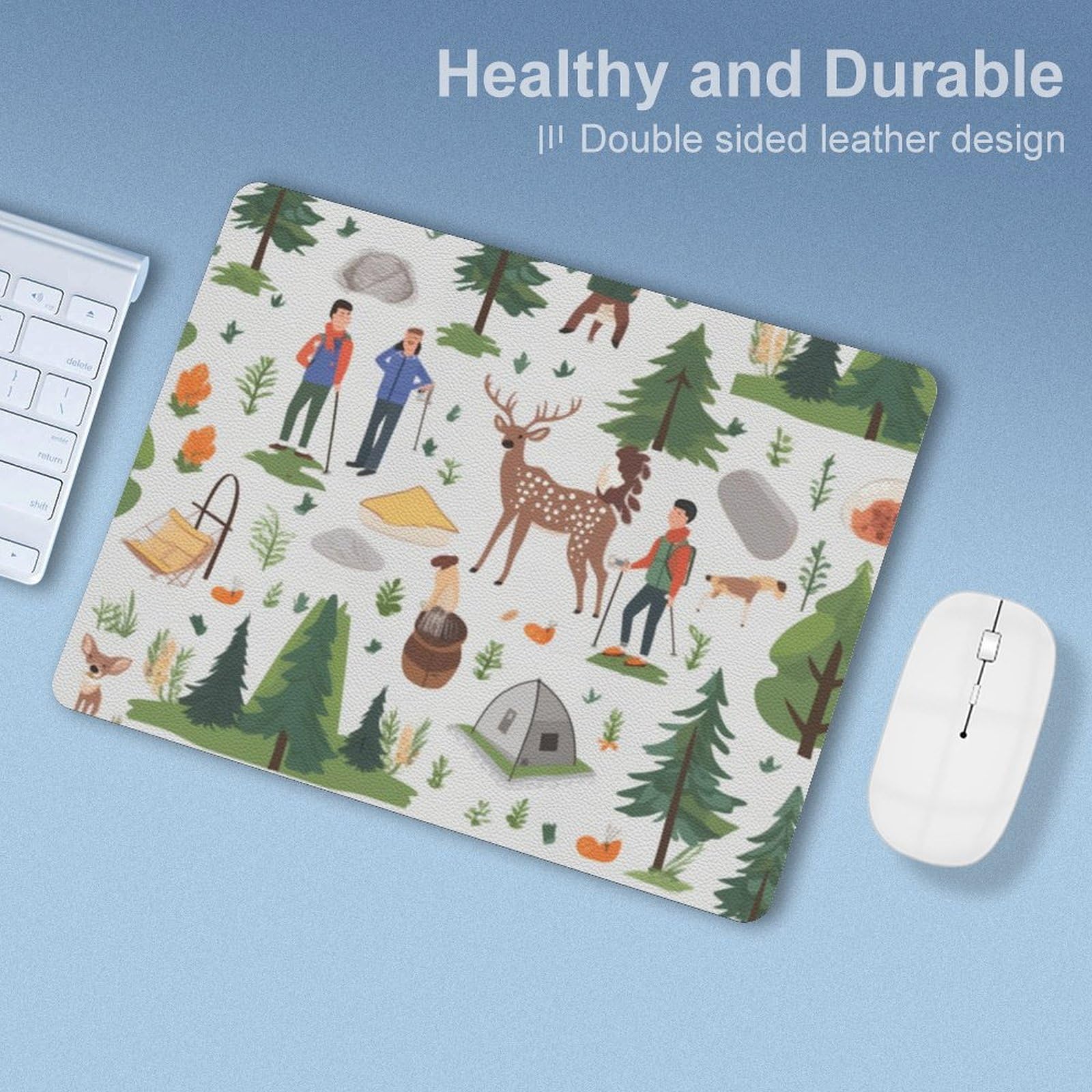 Premium Leather Mouse Pad for Camping & Hiking - Non-Slip 8x10 Inch Computer Mousepad for Backpackers & Outdoor Enthusiasts - Perfect for Travel, Office & Home Workspace