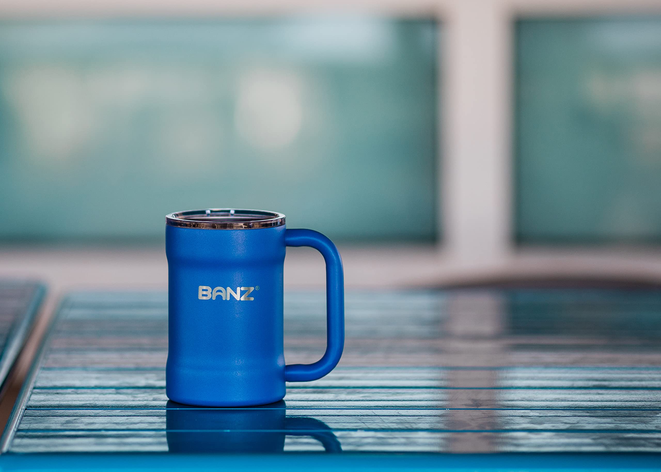 BANZ Insulated Travel Mug - 16oz Stainless Steel Vacuum Flask with Leak-Proof Lid, Navy Blue - Perfect for Coffee, Tea & Hot/Cold Drinks On-The-Go, Commuting, Camping & Outdoor Activities