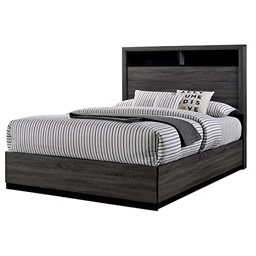 Furniture of America FOA Drummond 3-Piece Gray Wood Panel Bedroom Set - Queen Size Bed with 2 Nightstands | Modern Bedroom Furniture for Home Decor & Small Space Living