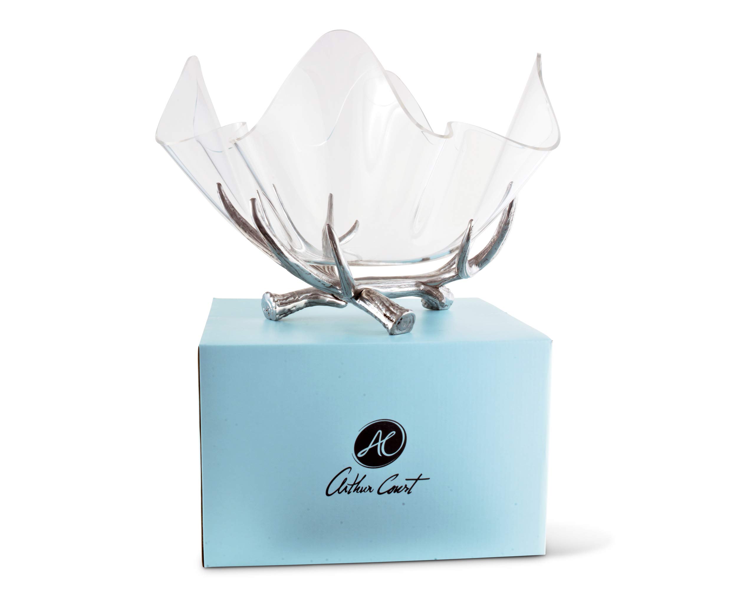 Arthur Court Designs Aluminum Antler-Style Serving Stand with 14-Inch Acrylic Bowl - 12.5