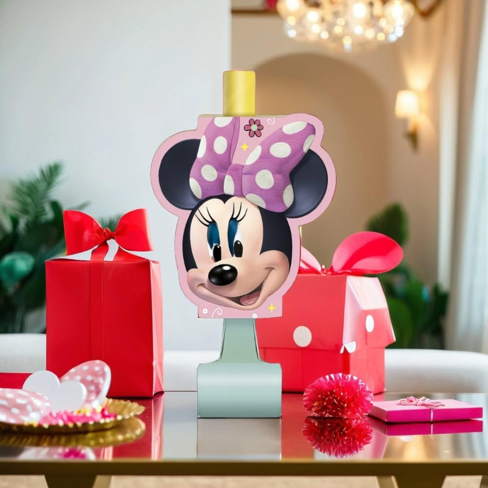 Disney Minnie Mouse Party Blowouts (8-Pack) - Colorful Hair Accessories for Birthdays, Kids' Parties & Themed Events - Perfect for Disney Fans & Costume Parties
