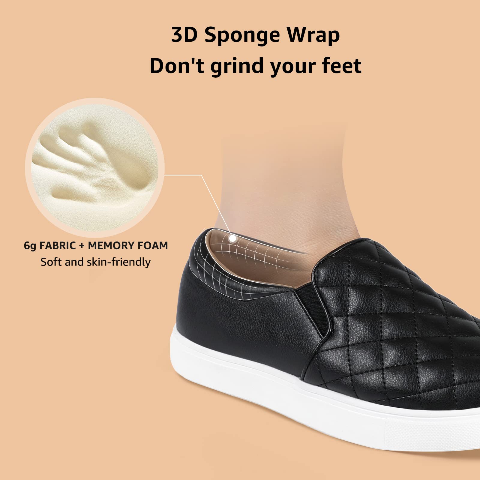 STQ Women's Memory Foam Slip-On Loafers - Comfortable Quilted Sneakers for Fall & Winter - Perfect for Work, Travel & Casual Wear