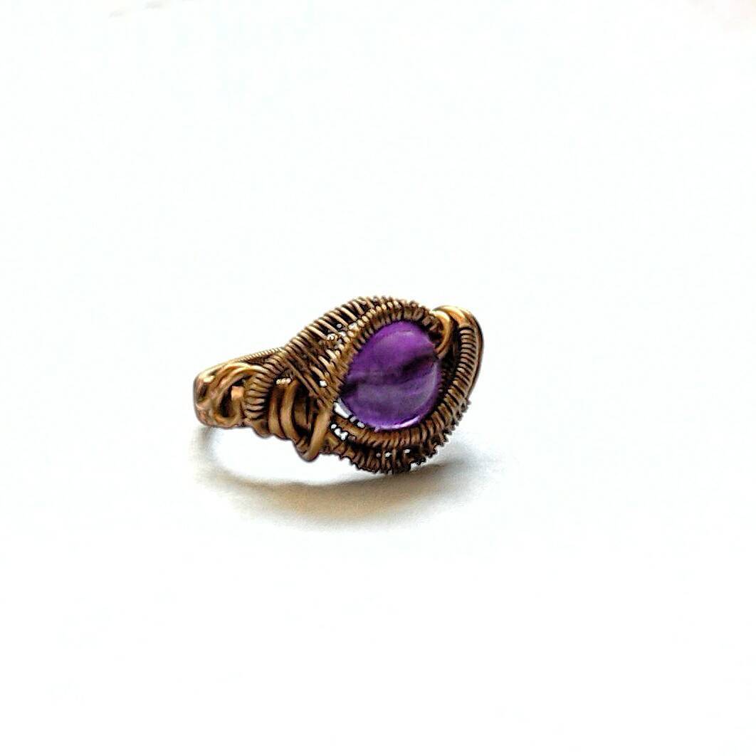 Original Polished Amethyst Ring in Antique Bronze - Elegant Jewelry for Women, Perfect for Weddings, Parties & Special Occasions