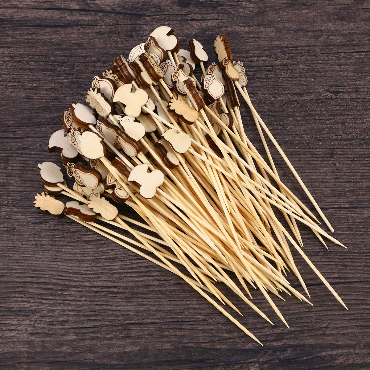 DOITOOL 100-Pack Disposable Wooden Dessert Forks - 12cm Assorted Fruit Picks for Cocktails, Appetizers, Party Supplies & Food Serving | Perfect for Weddings, BBQs, Picnics & Catering Events