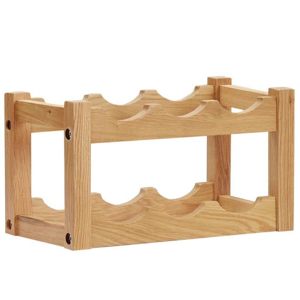VioliytyC 6 Bottle Solid Oak Wood Wine Rack - 14.6