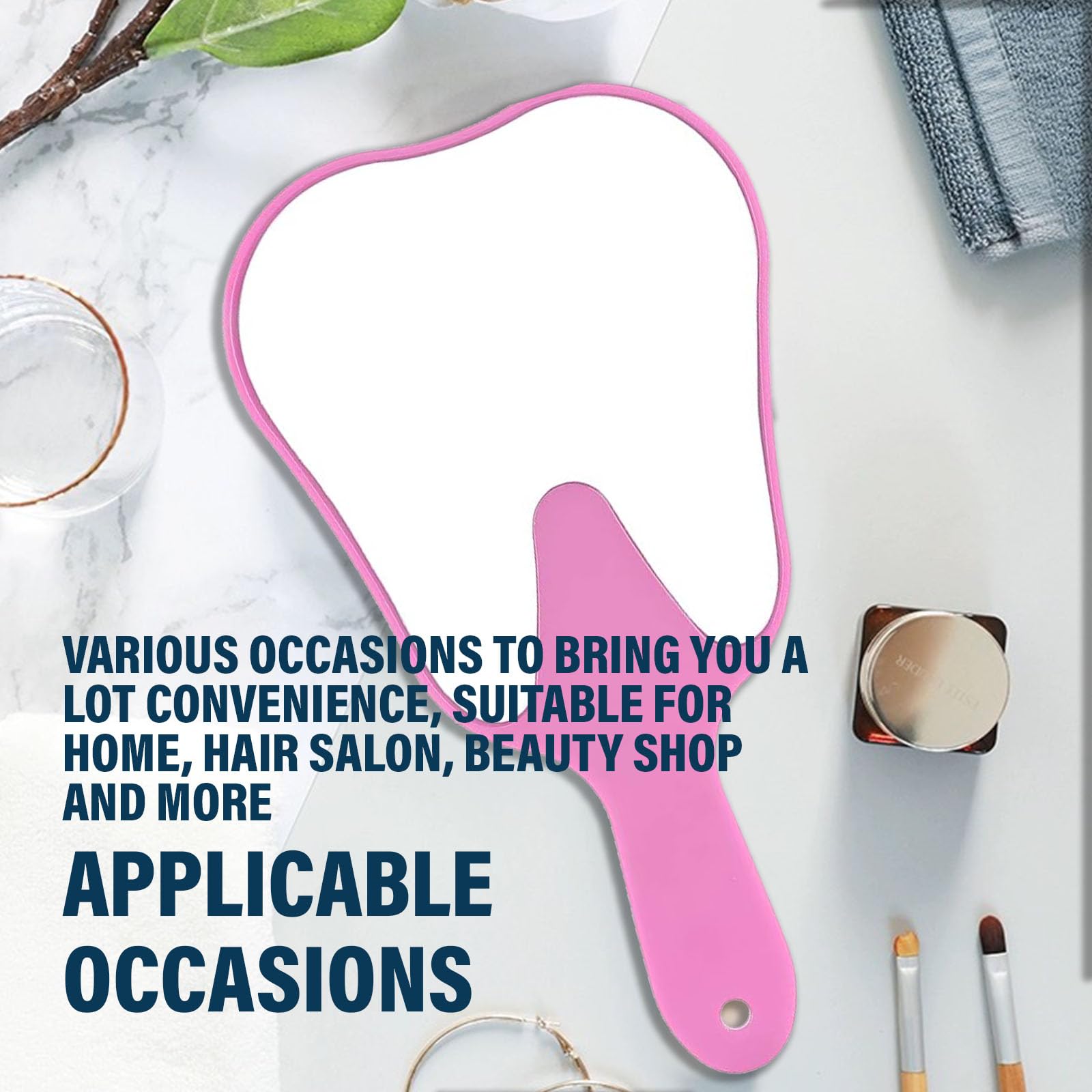Pink Handheld Dental Mirror - Tooth Shaped Design with Comfortable Handle, Lightweight & Smooth for Dentists, Students & Home Use - Perfect for Dental Exams, Practice & Oral Hygiene Checks