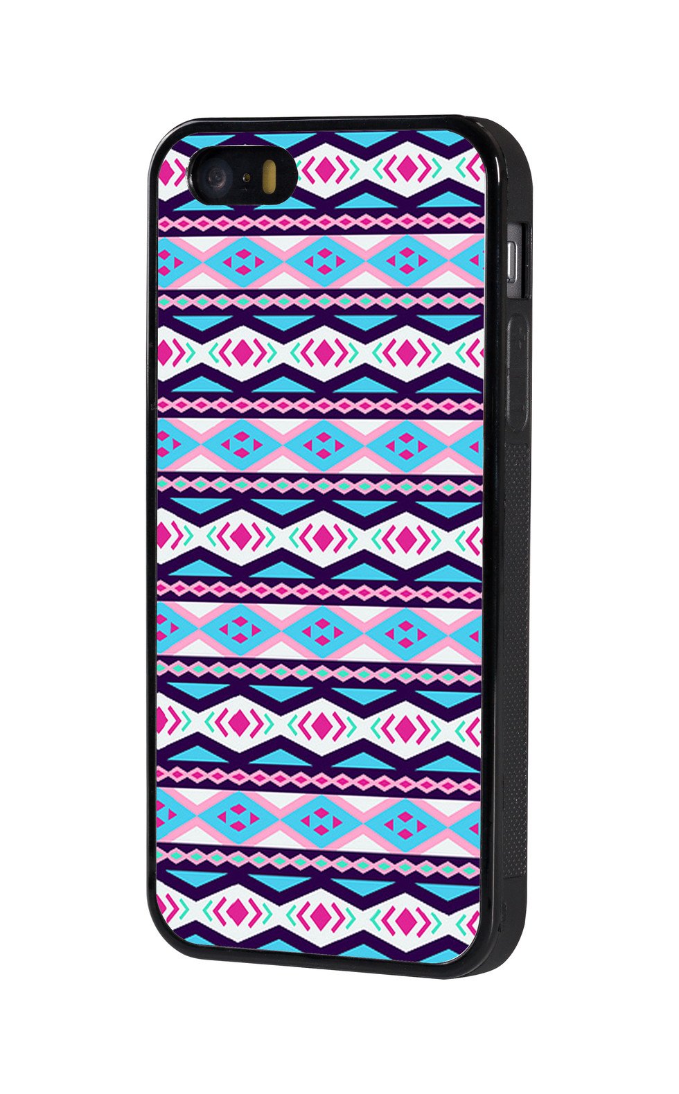 Custom Black Rubber TPU Case with Seamless Color Stripes for iPhone 5/5s/SE - Durable Protective Phone Cover for Everyday Use, Work & Travel