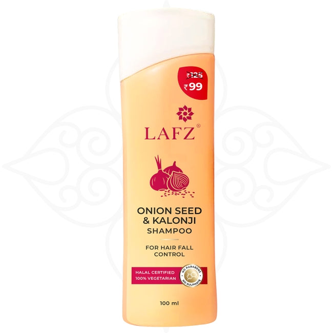 Lafz Onion Seed & Kalonji Hair Shampoo 100ml - Promotes Hair Growth & Reduces Hair Fall - Perfect for Dry, Damaged Hair & Scalp Care