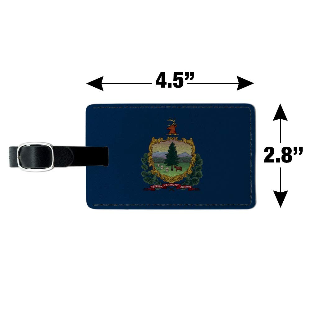 Vermont State Flag Leather Luggage Tag - Personalized Rectangle ID Card Holder for Suitcase, Carry-On & Travel Bags - Perfect for Travel, Business Trips & Vacation Identification