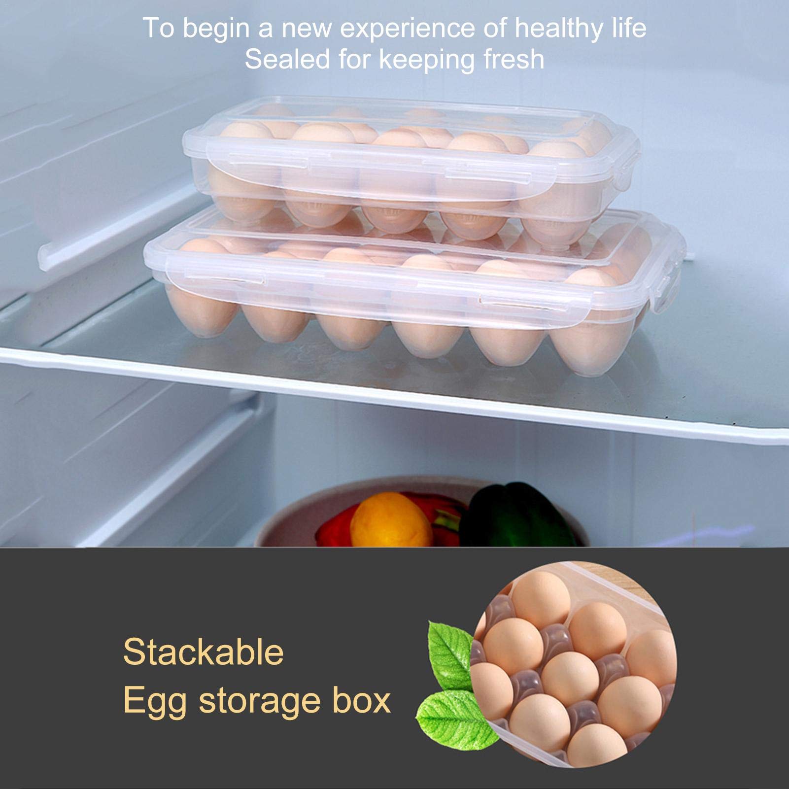 Stackable Plastic Egg Holder for Refrigerator - 18 Egg Tray with Lid for Fridge Storage | Perfect for Deviled Eggs, Meal Prep & Organized Kitchen