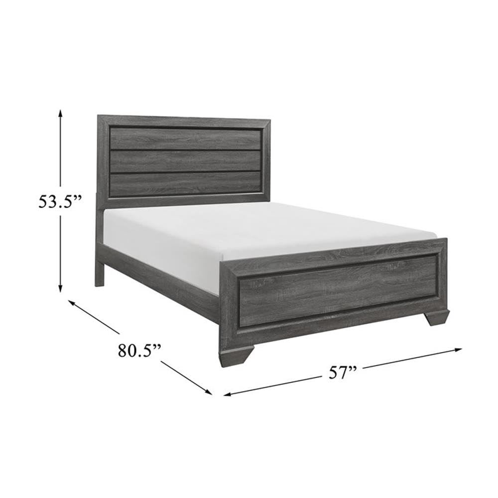 Lexicon Beechnut Contemporary Raised Panel Wood Full Bed Frame in Gray - Modern Bedroom Furniture for Master & Guest Rooms