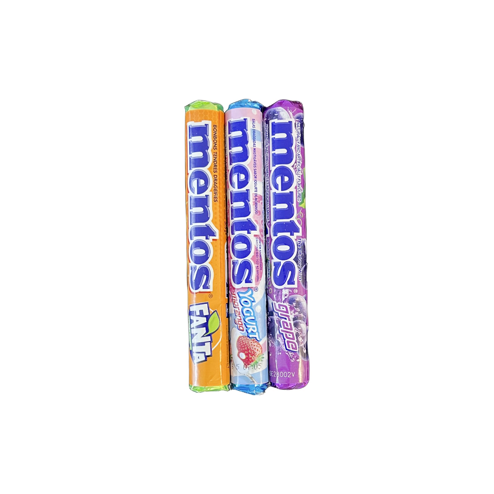 Mentos Chewy Candy Roll - Fanta Orange, Grape & Strawberry Yogurt Flavors - 14 Pieces per Roll, 3-Pack - Perfect for Parties, Snacking & Gifts