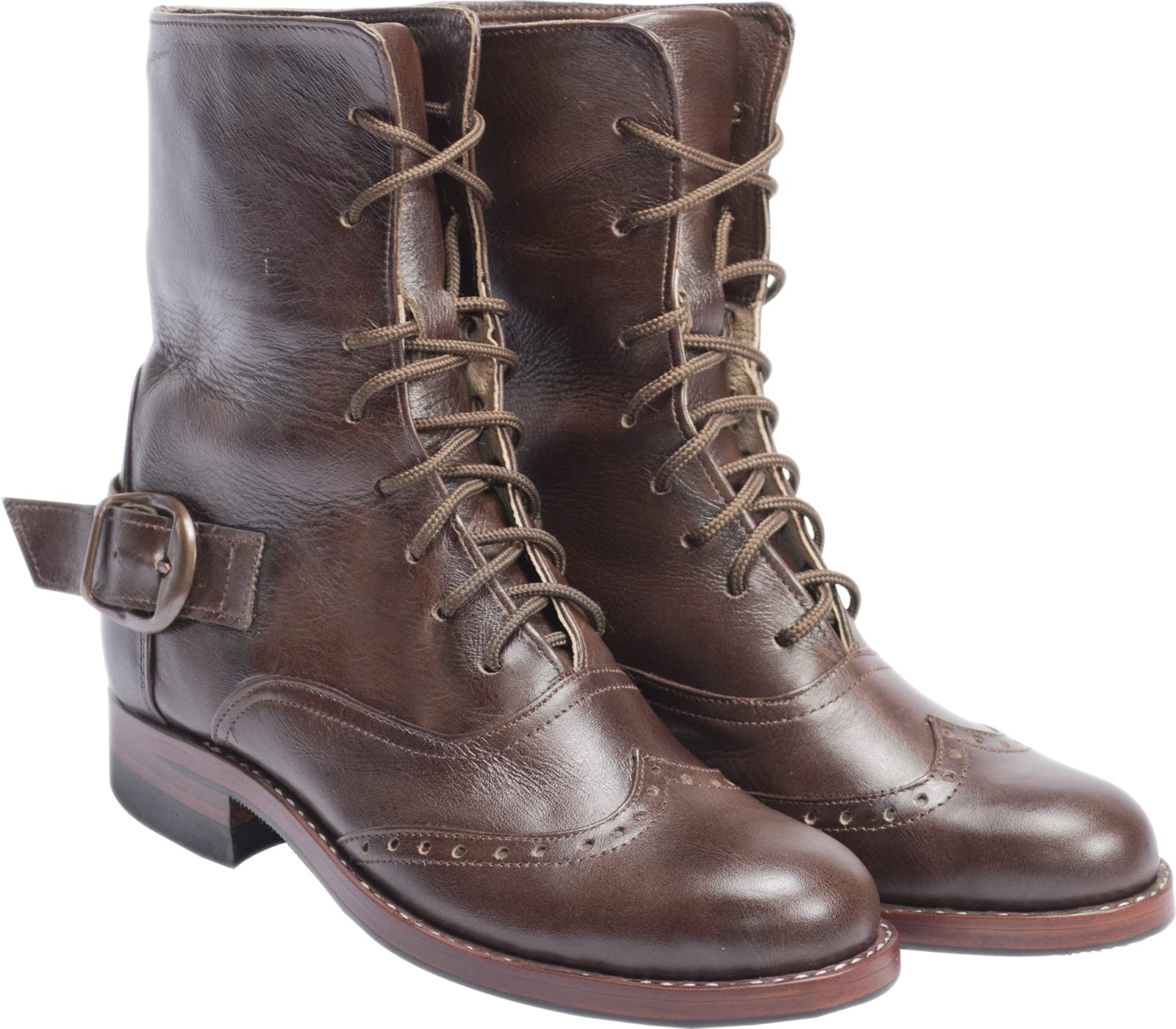 Women's Fashion Leather Lace-Up Ankle Boots with Brogue Design - Size 10.0 | Comfortable & Stylish for Office, Dating & Fall/Winter Outfits