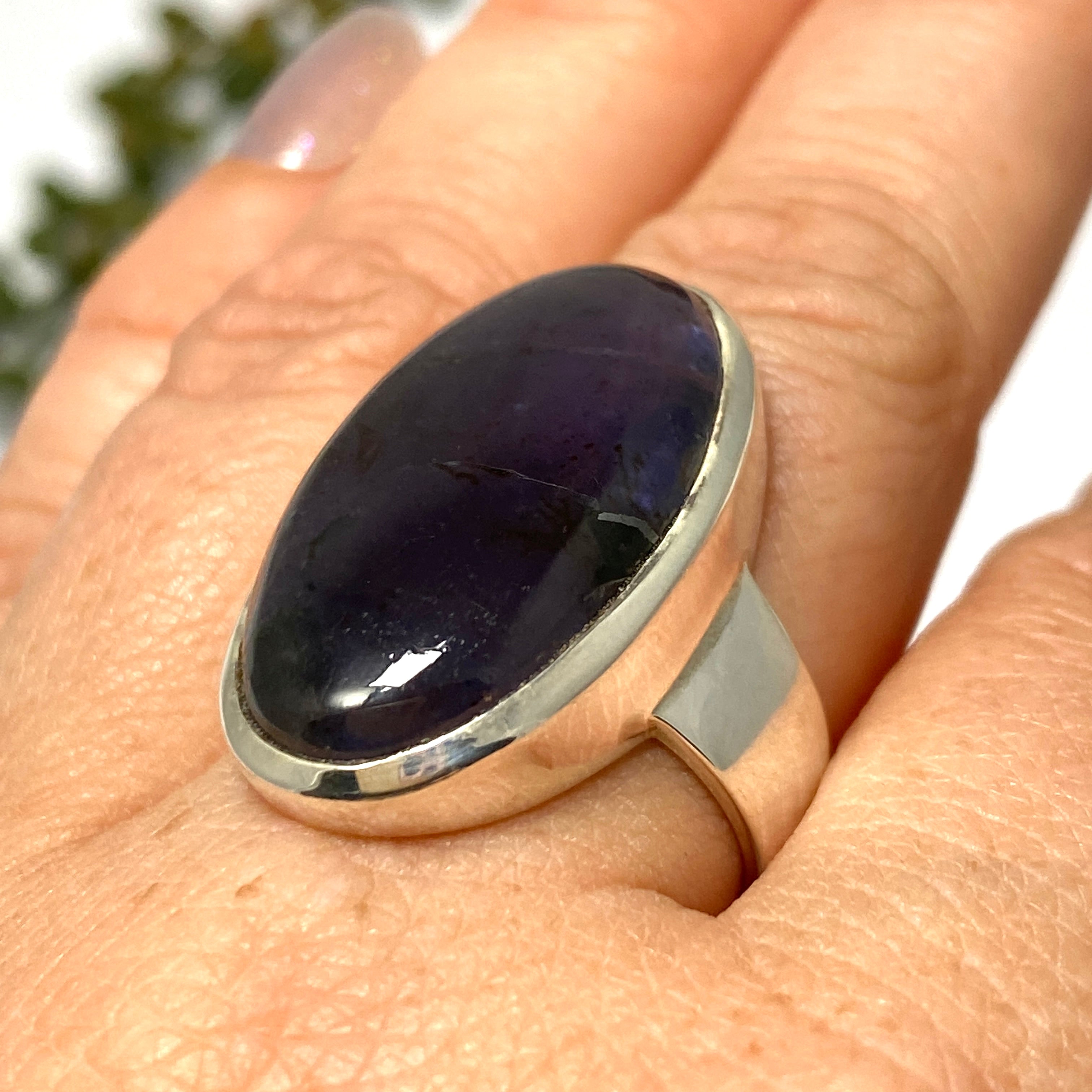 Iolite Sunstone Oval Cabochon Ring - Size 8.5 PRGJ661 - Perfect for Wedding, Engagement & Everyday Jewelry