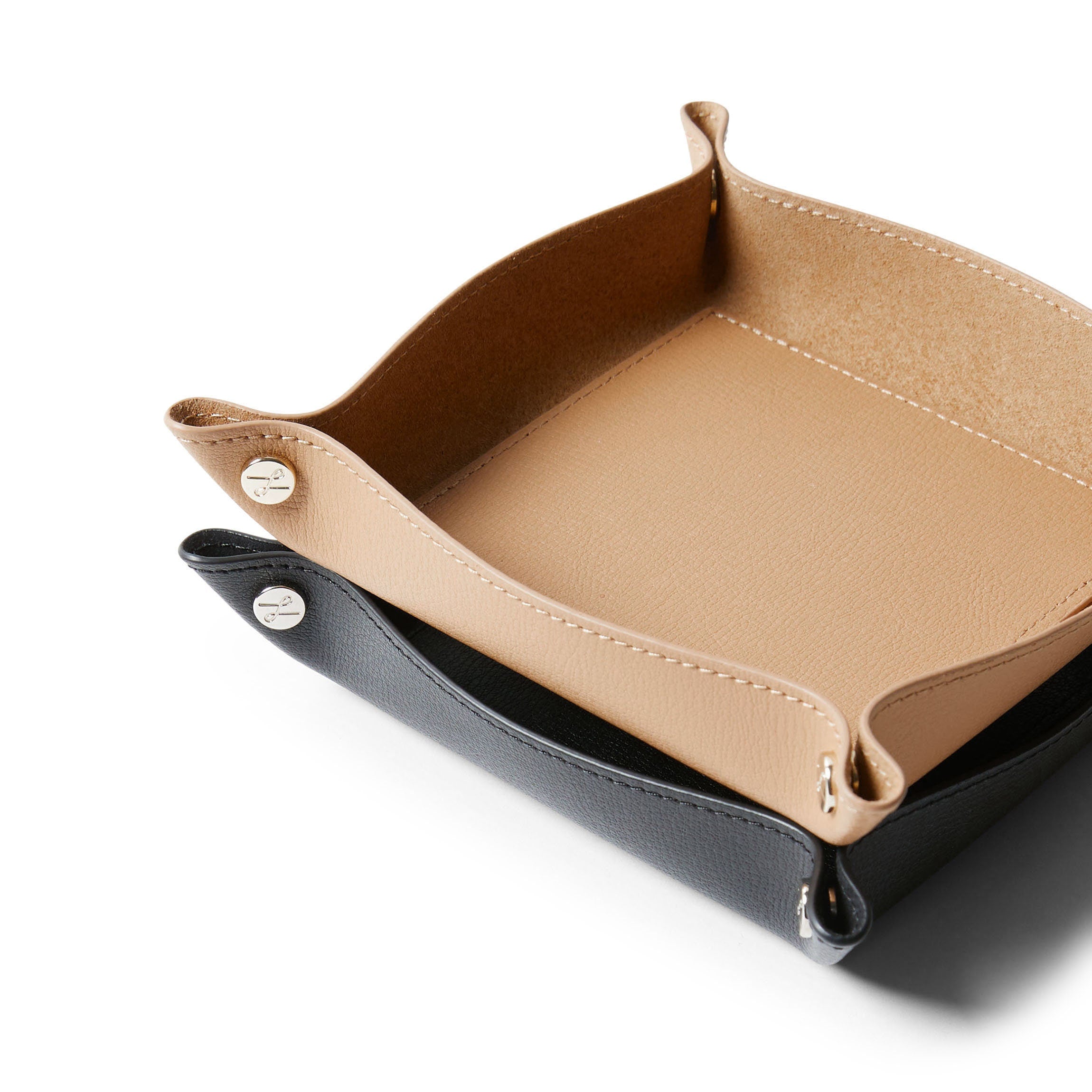 Modern Black Leather Valet Tray - Premium Unlined Organizer for Jewelry, Watches & Keys - Perfect for Nightstand, Dresser & Travel Accessories Storage