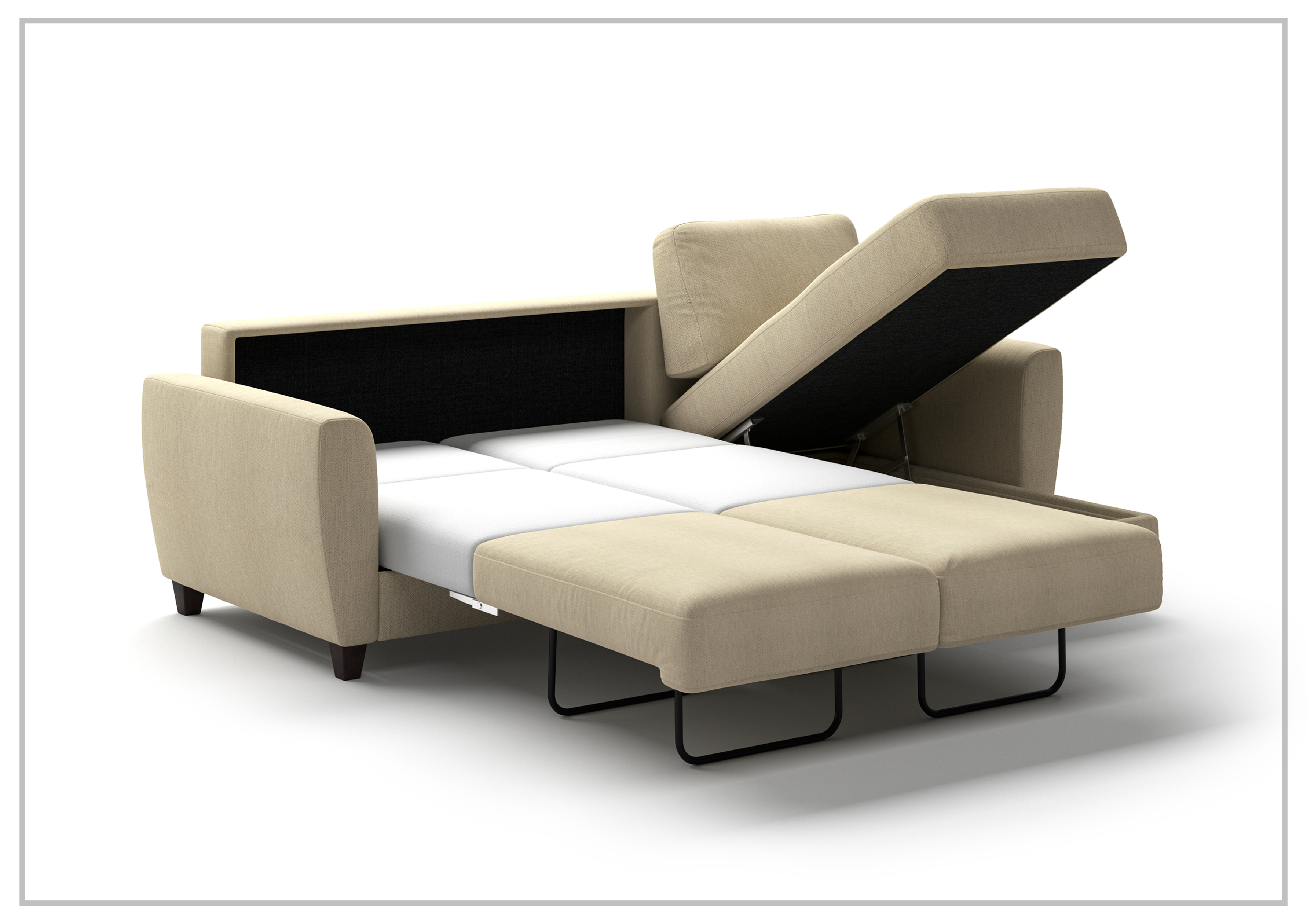 Luonto Harper L-Shaped Full XL Fabric Sectional Sleeper Sofa - Convertible Couch Bed with Storage for Small Spaces, Living Room, Guest Room & Apartment - Comfortable Modern Design for Relaxing & Overnight Guests