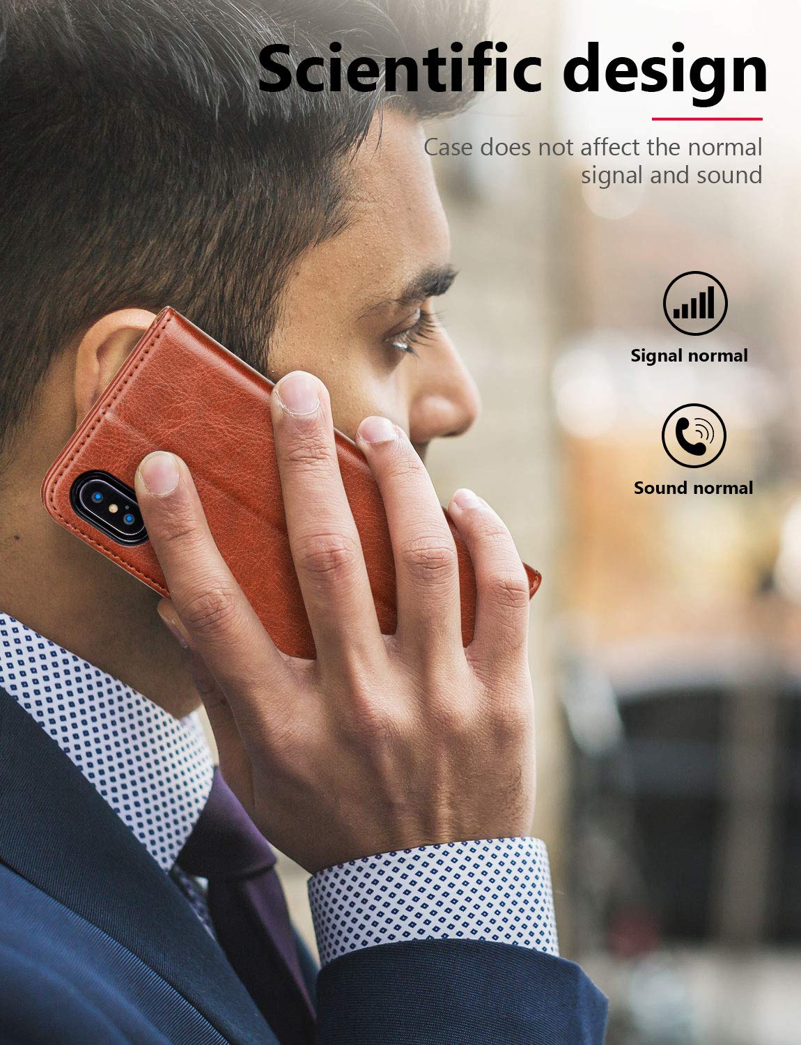 Premium Leather Wallet Case for iPhone X/10 with Wireless Charging, Card Slots & Kickstand - Stylish Flip Cover for Everyday Use (Blue) | Perfect for Work, Travel & Hands-Free Viewing
