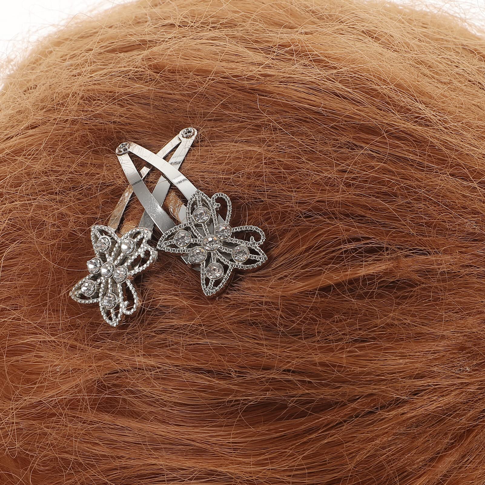 EXCLUZO 12pcs Butterfly Hair Clips with Rhinestones for Girls - Party & School Accessories
