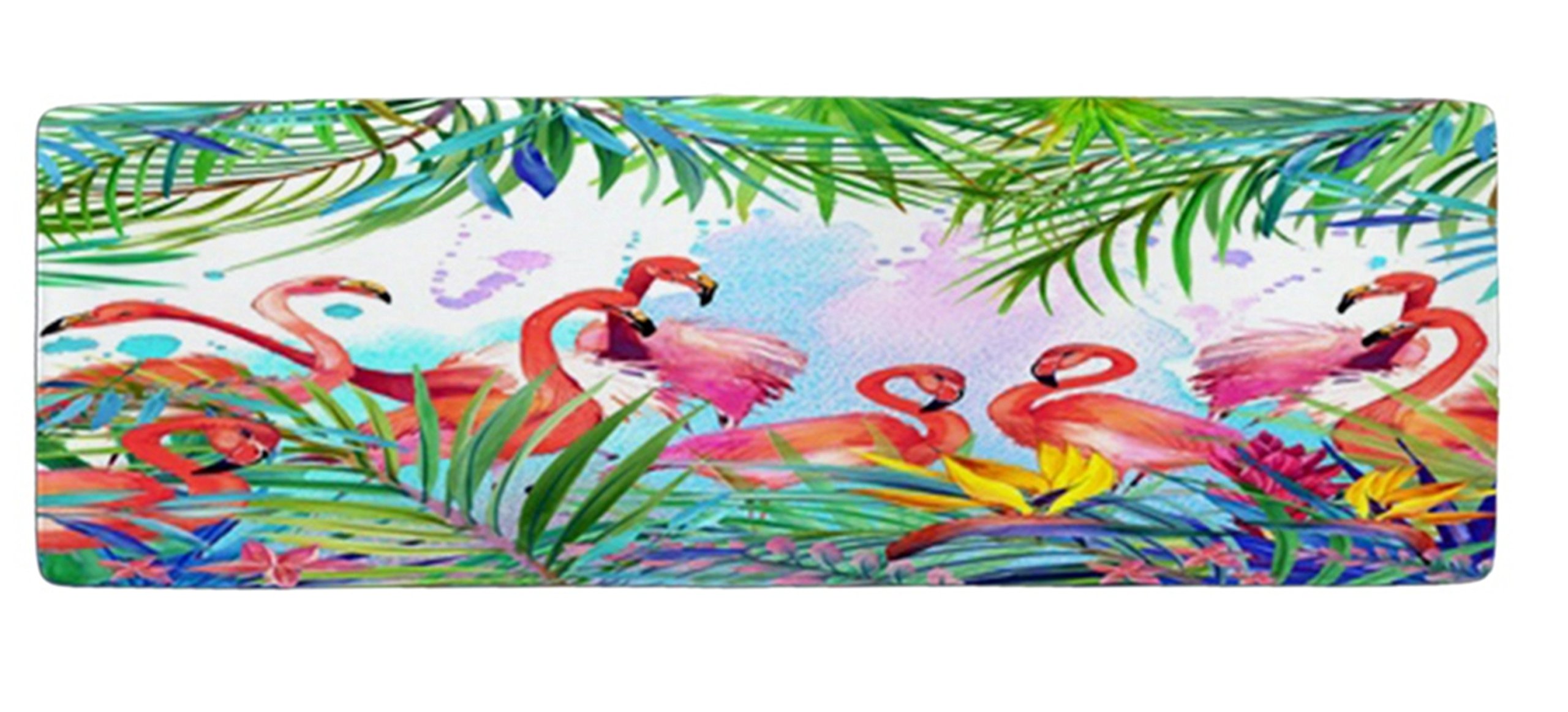 **Mimihome Flamingo Bath Mat - Super Soft, Absorbent & Non-Slip Bathroom Rug with Tropical Palm Leaves Design - 48