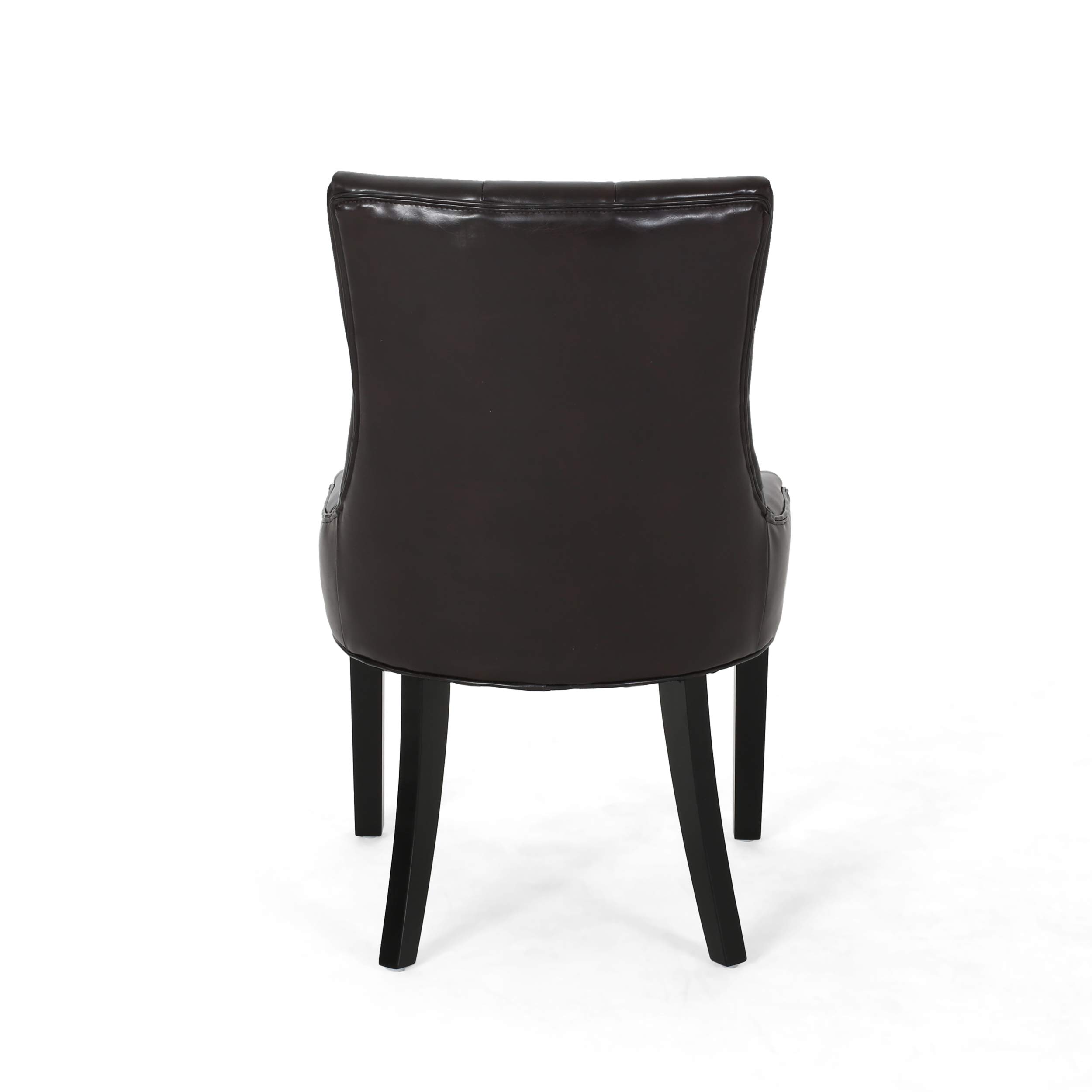 Christopher Knight Home Hayden Tufted Brown Leather Dining Chairs Set of 2 - Premium Brown Leather Upholstered Dining Room Chairs for Kitchen, Dining Table, and Home Decor