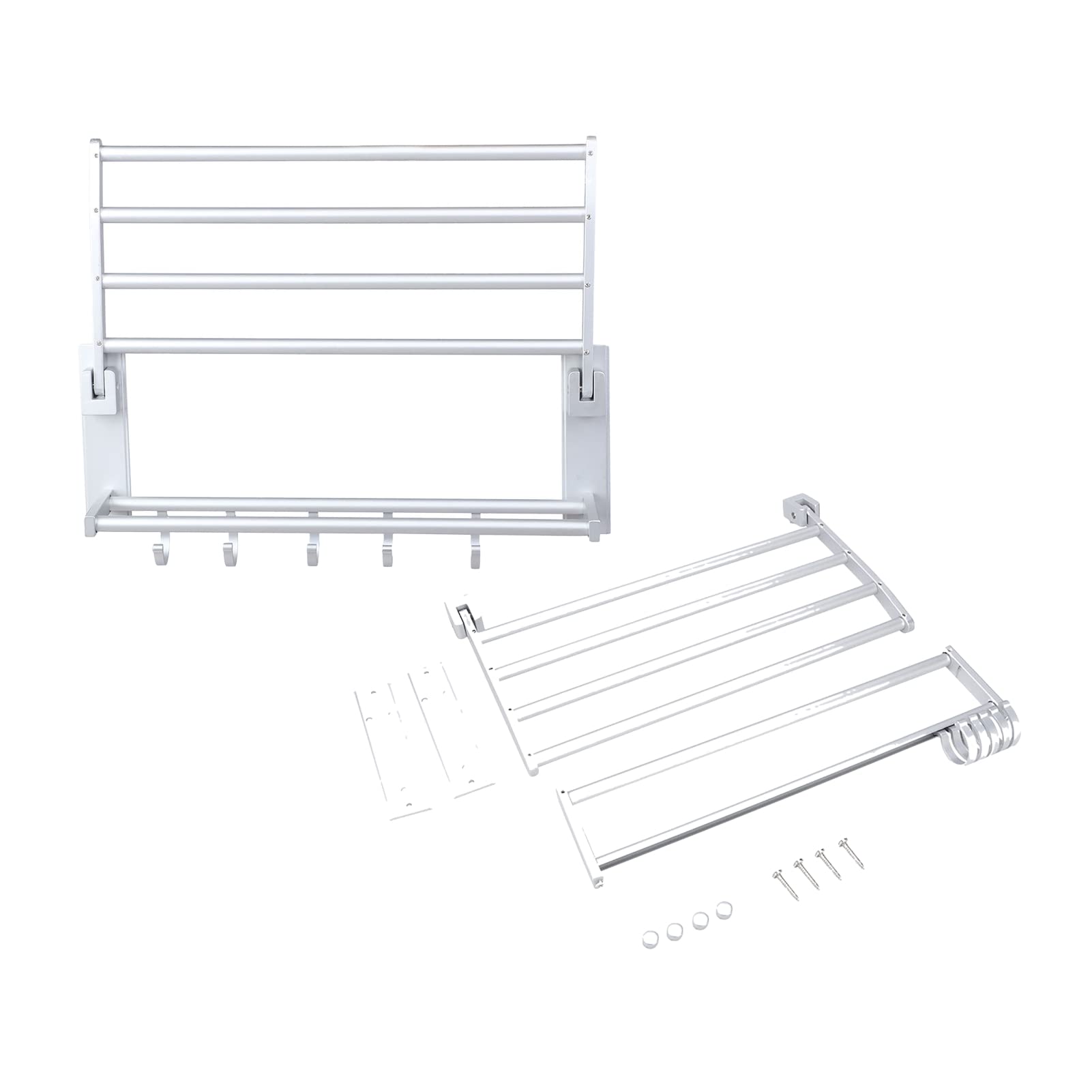 2 Sets Wall Mounted Towel Bar with Shelf - Rustproof Bathroom Towel Rack Holder for Kitchen, Bedroom & Bathroom - Perfect for Hanging Towels, Robes & Kitchen Utensils