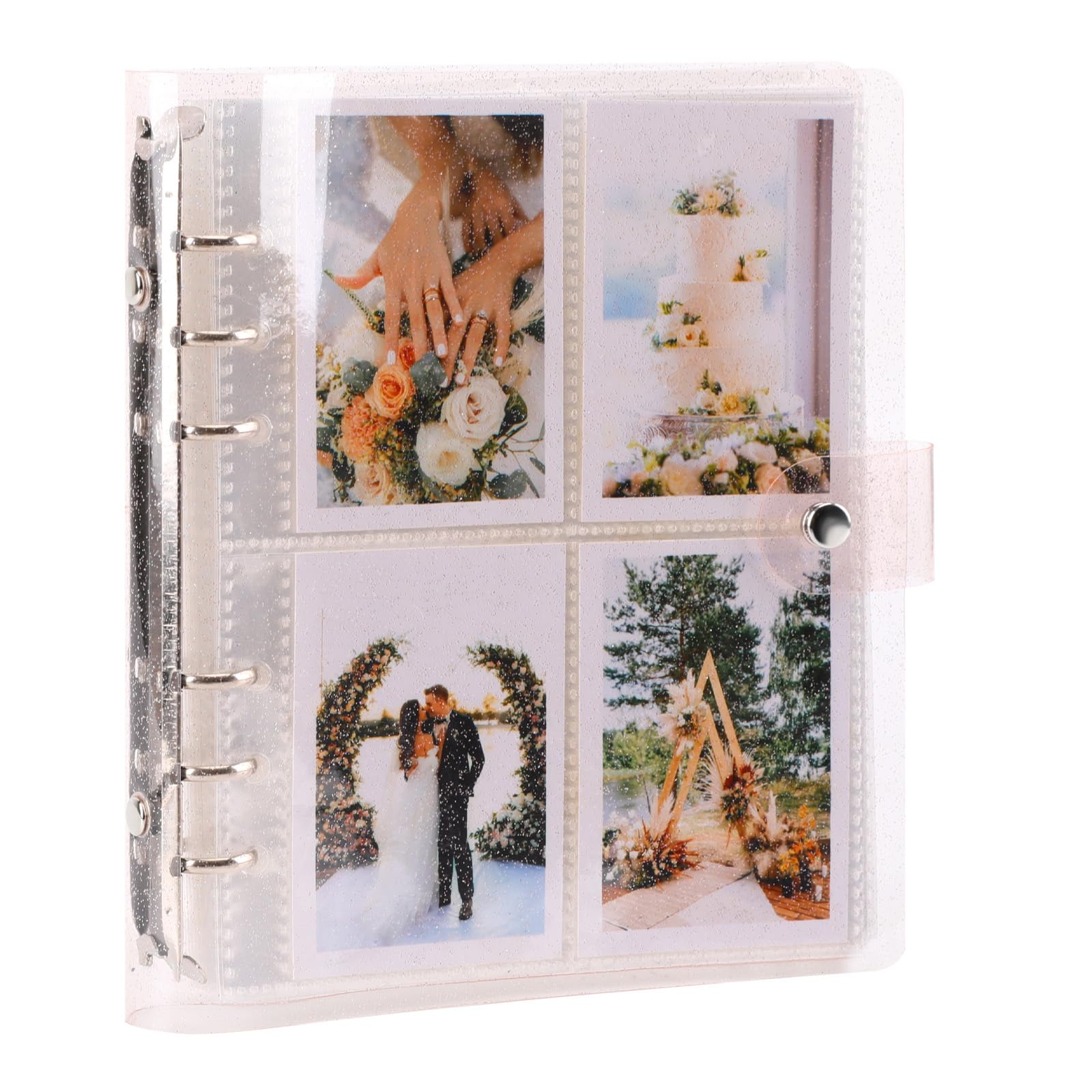 Polaroid Photo Album with 200 Pockets - Pink PVC Cover Memory Book for 2×3 Photos | Portable Small Photocard Binder for Baby, Wedding & Travel Scrapbooking | 1 Pack