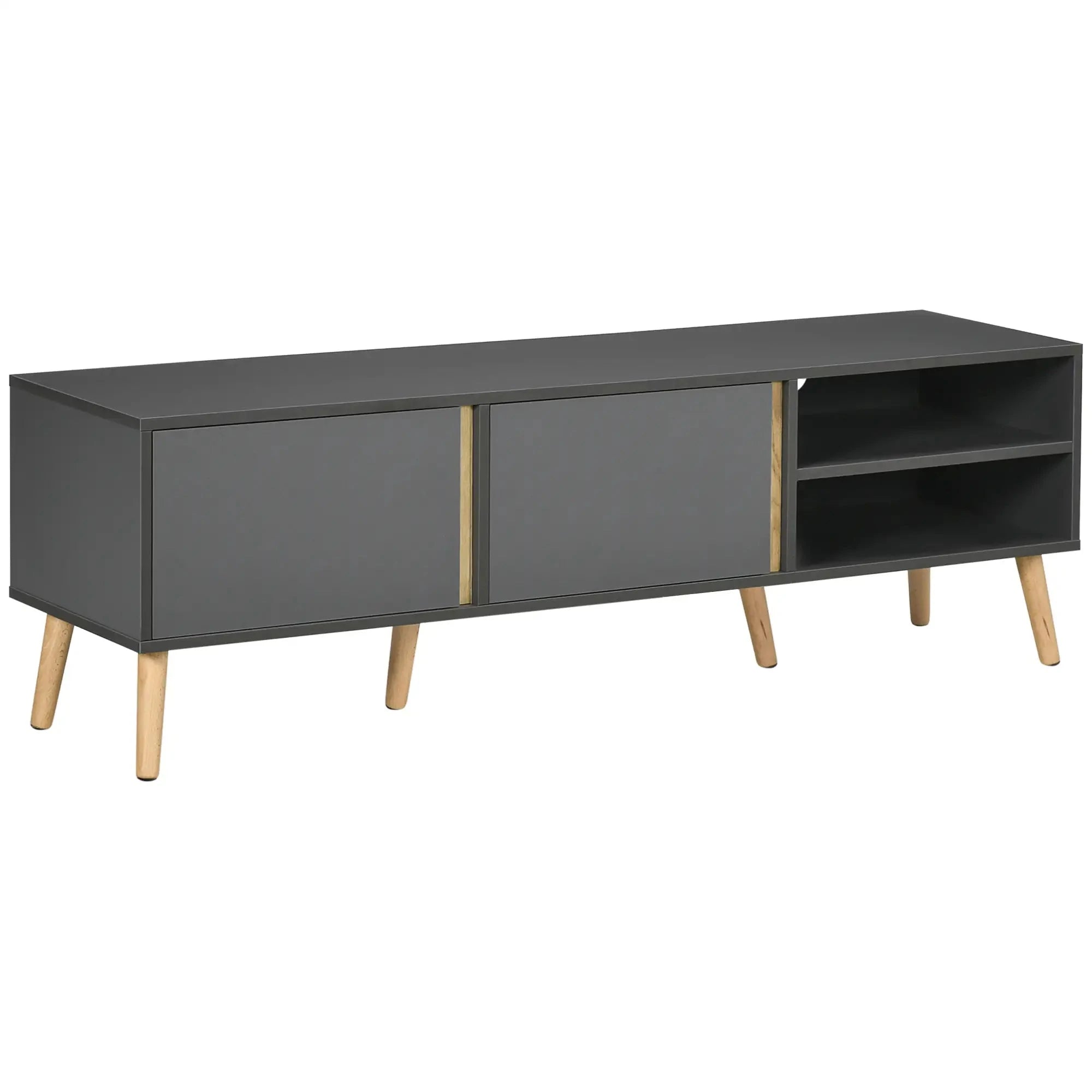 55 Inch TV Stand with Storage - Dark Grey Modern Entertainment Center for Living Room, Bedroom & Home Theater