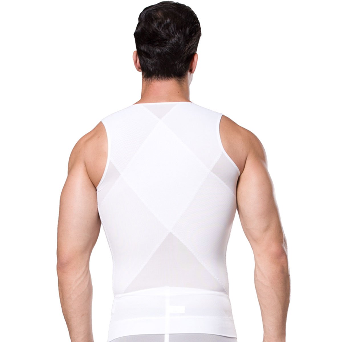 FEOYA Men's Slimming Body Shaper Tank Top with Zipper - Tummy Control Compression Vest Undershirt for Workout & Daily Wear