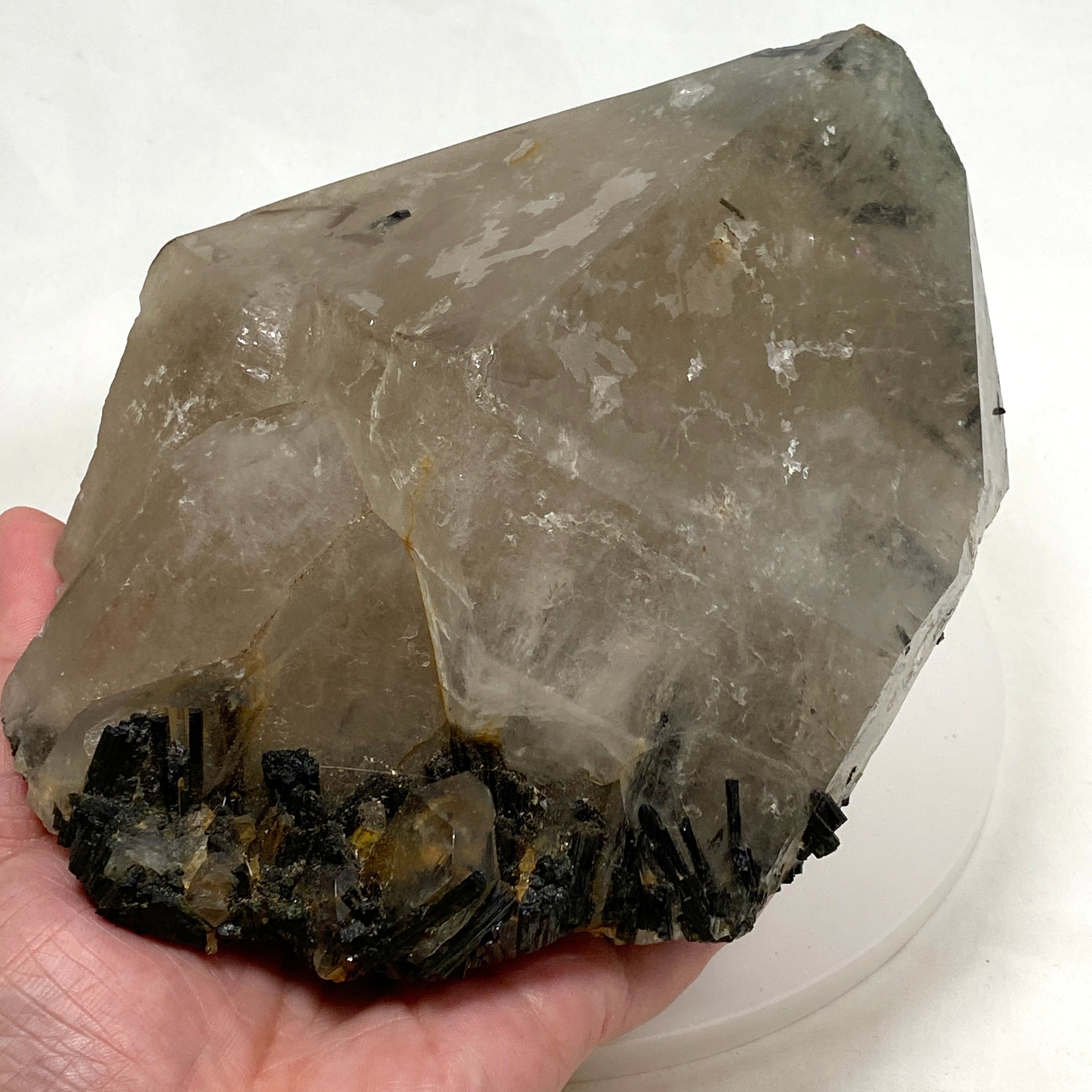 Natural Green Tourmaline in Smokey Quartz Large Healing Crystal - SQGT 01 for Meditation, Energy Work & Home Decor