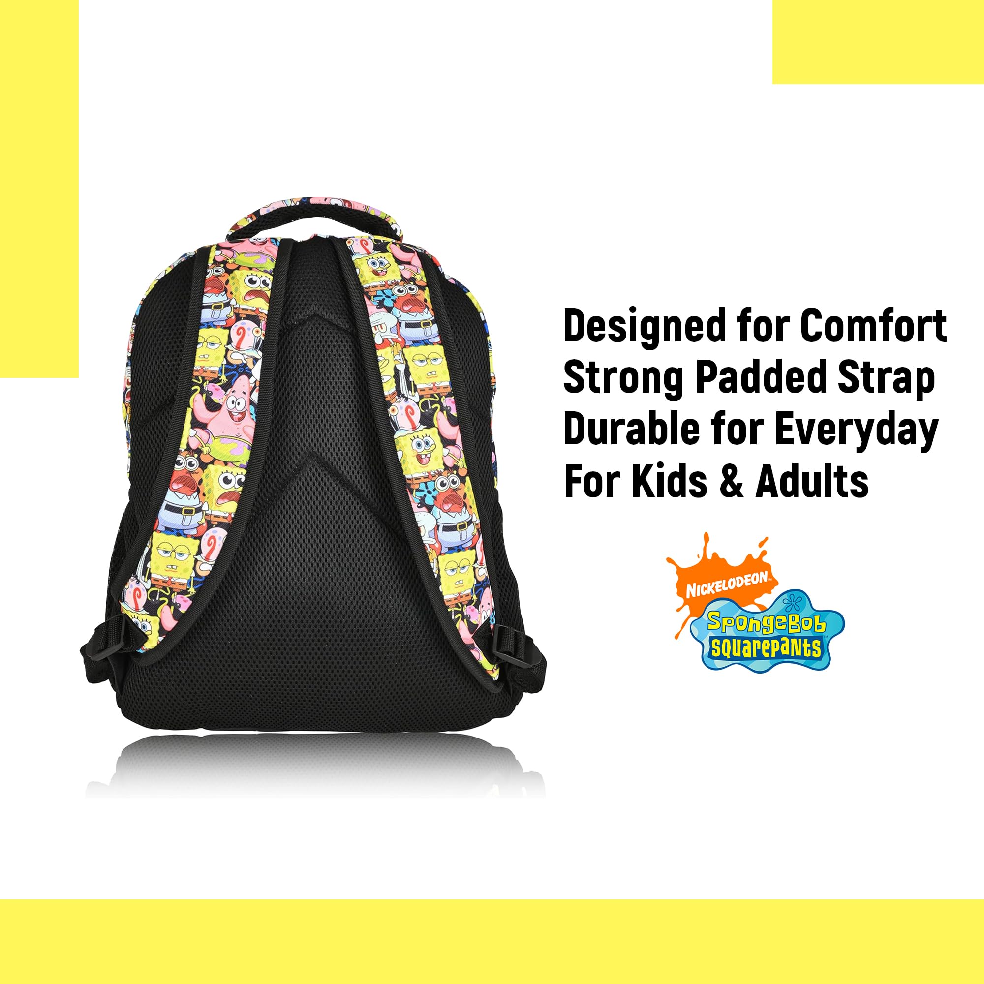 Official Nickelodeon SpongeBob SquarePants Backpack for Kids & Adults - Licensed SpongeBob Bookbag for School, Travel & Everyday Use | Perfect Gift for Boys & Girls